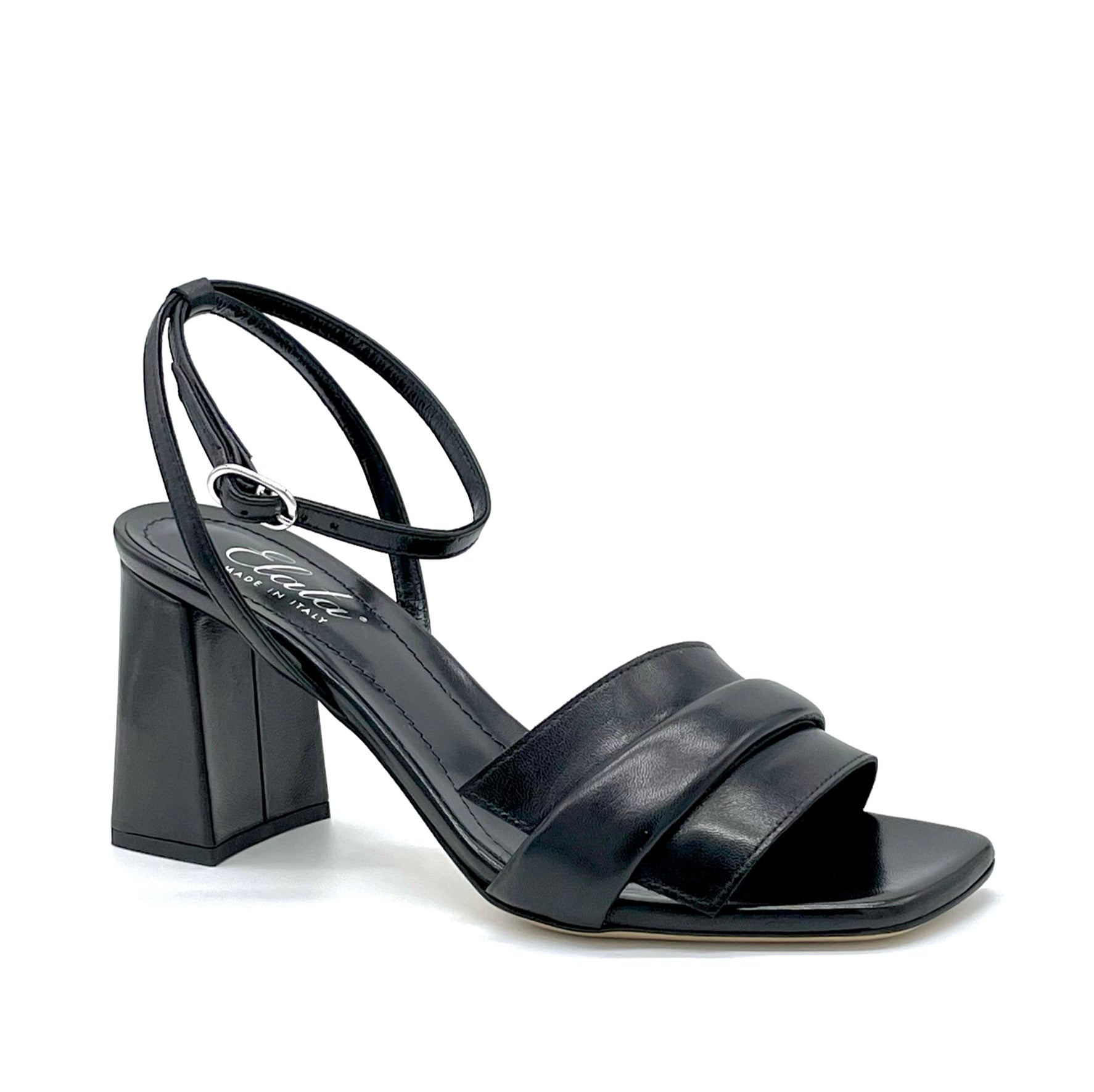 Black leather sandal with ankle strap - Cod. 12116_3