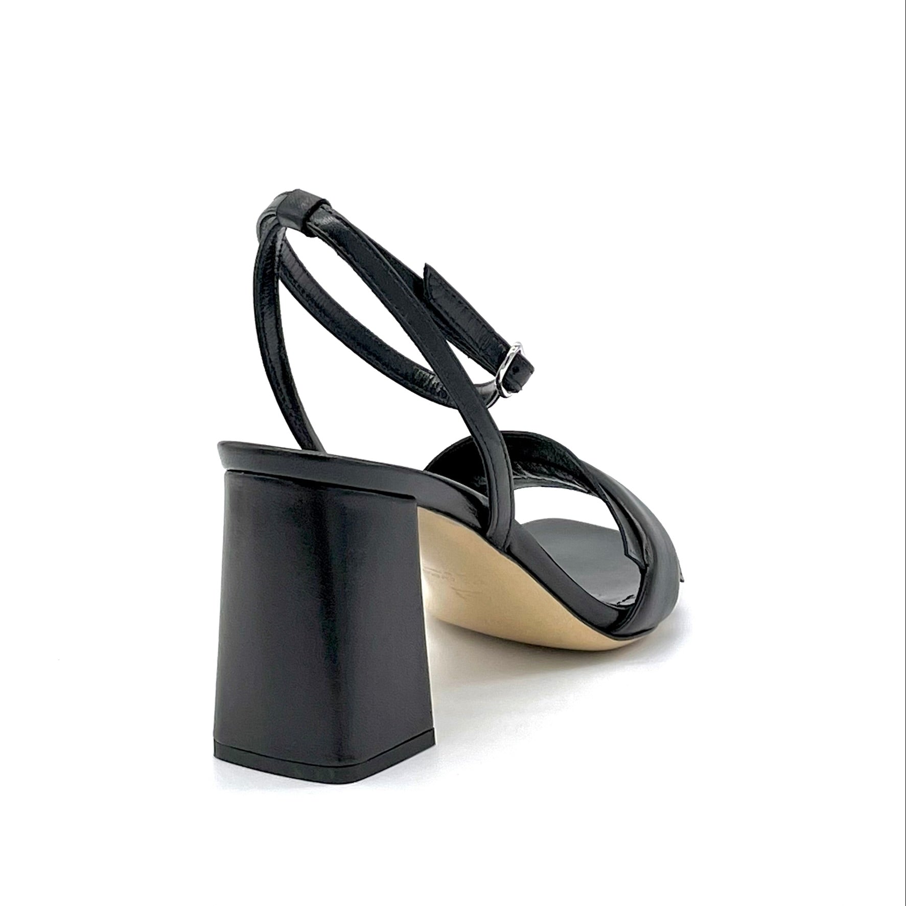 Black leather sandal with ankle strap - Cod. 12116_3