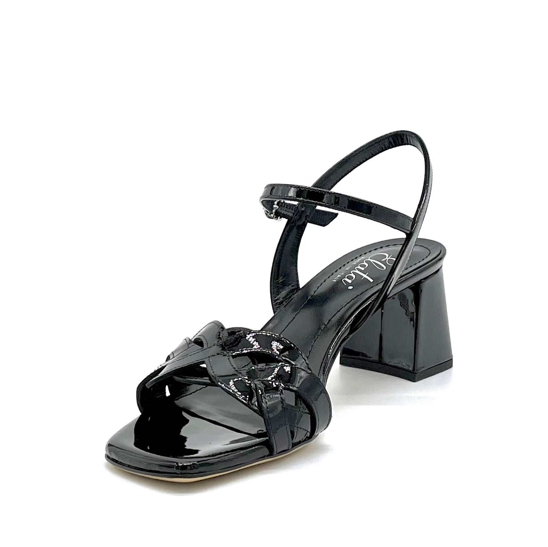 Black patent leather sandal with intertwined band - Cod. 12122_3