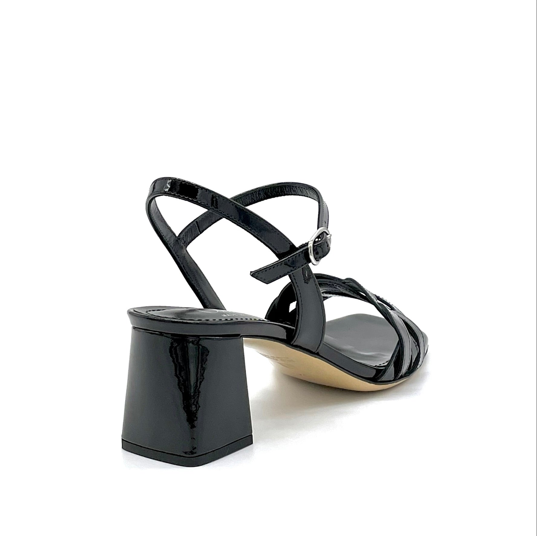 Black patent leather sandal with intertwined band - Cod. 12122_3