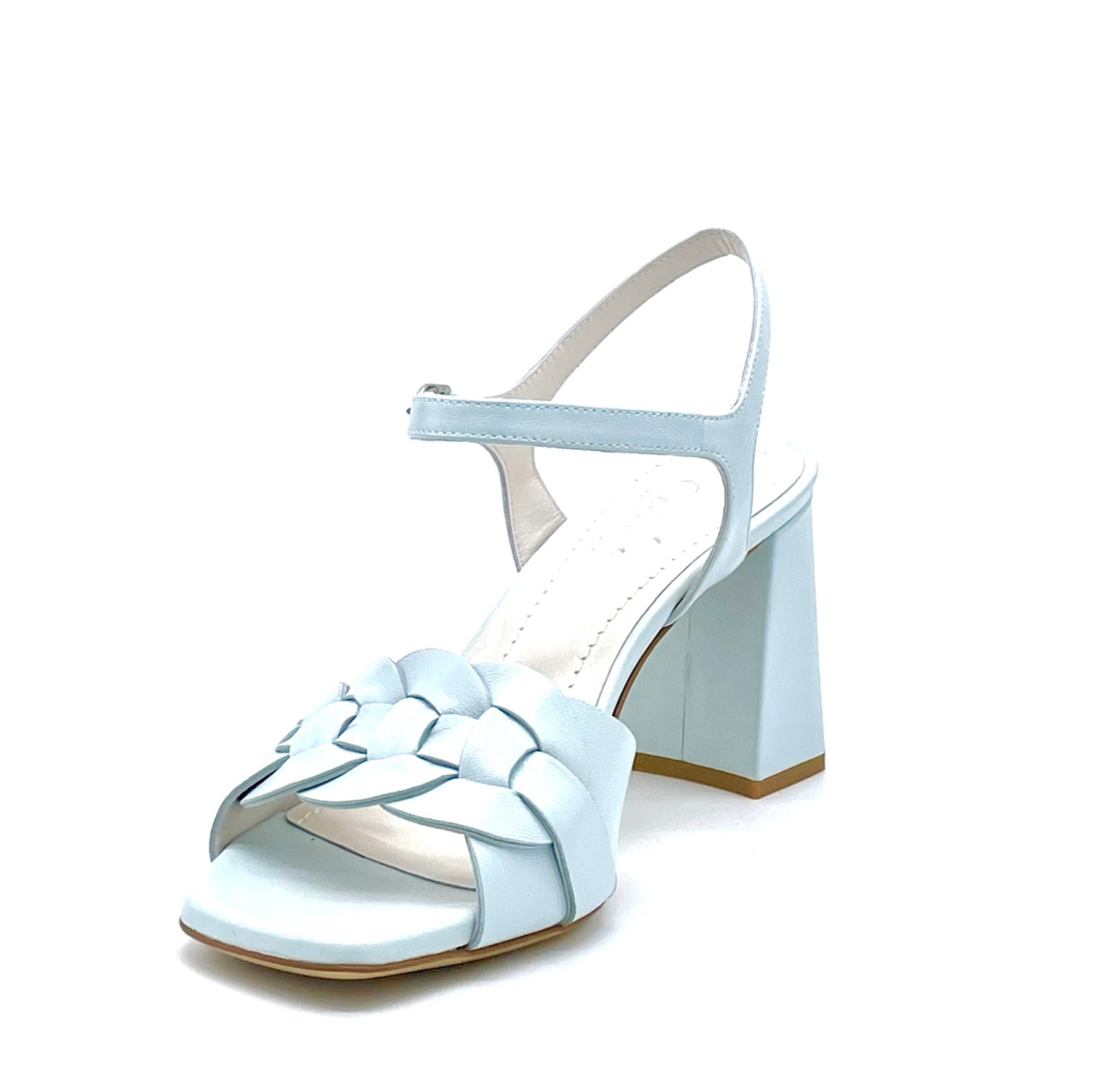 Ice colour leather sandal with intertwined band - Cod. 12124_3