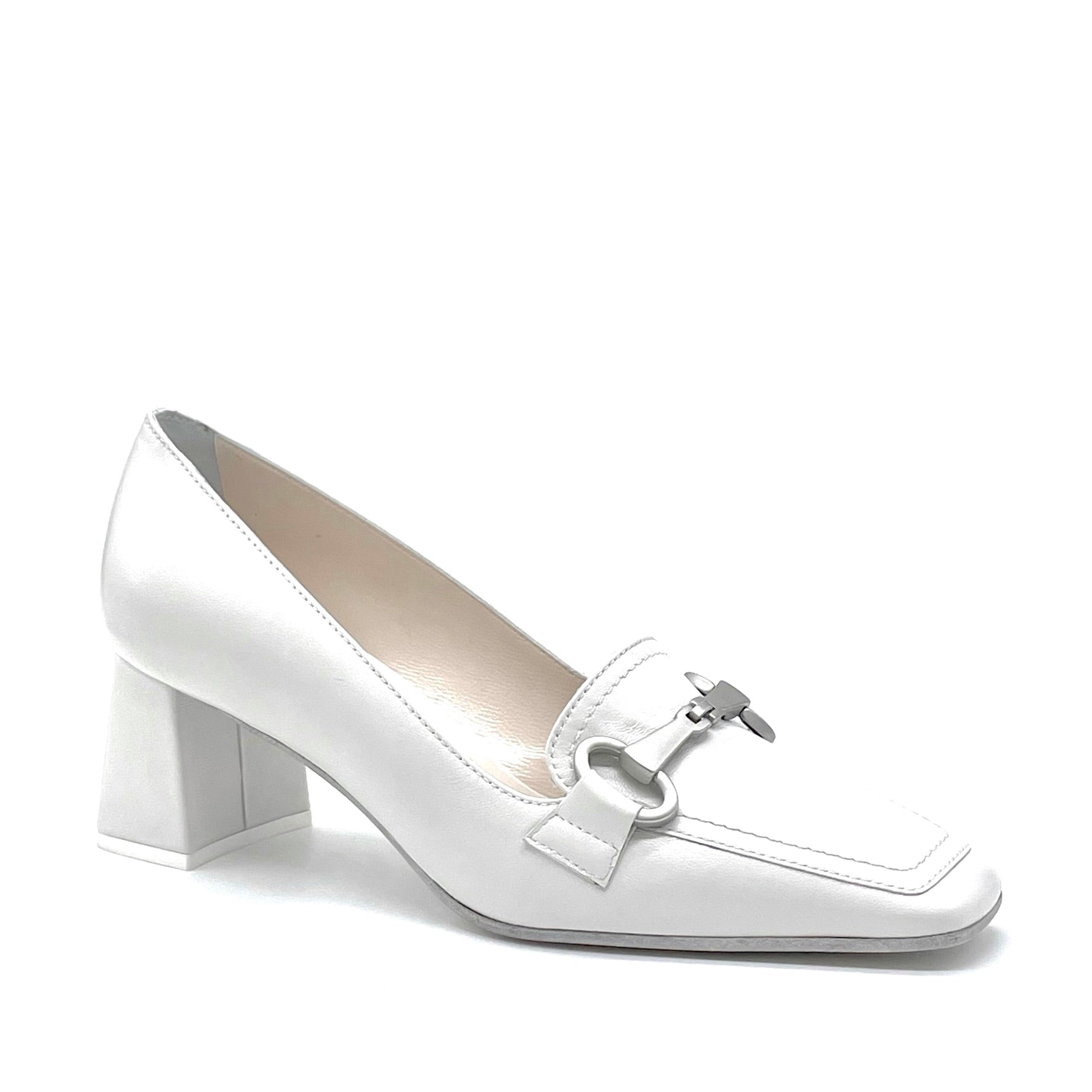 White leather moccasin with clamp accessory - Cod. 12164_2