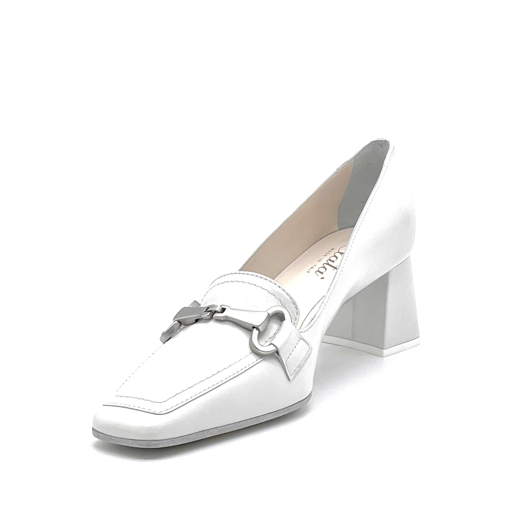 White leather moccasin with clamp accessory - Cod. 12164_2