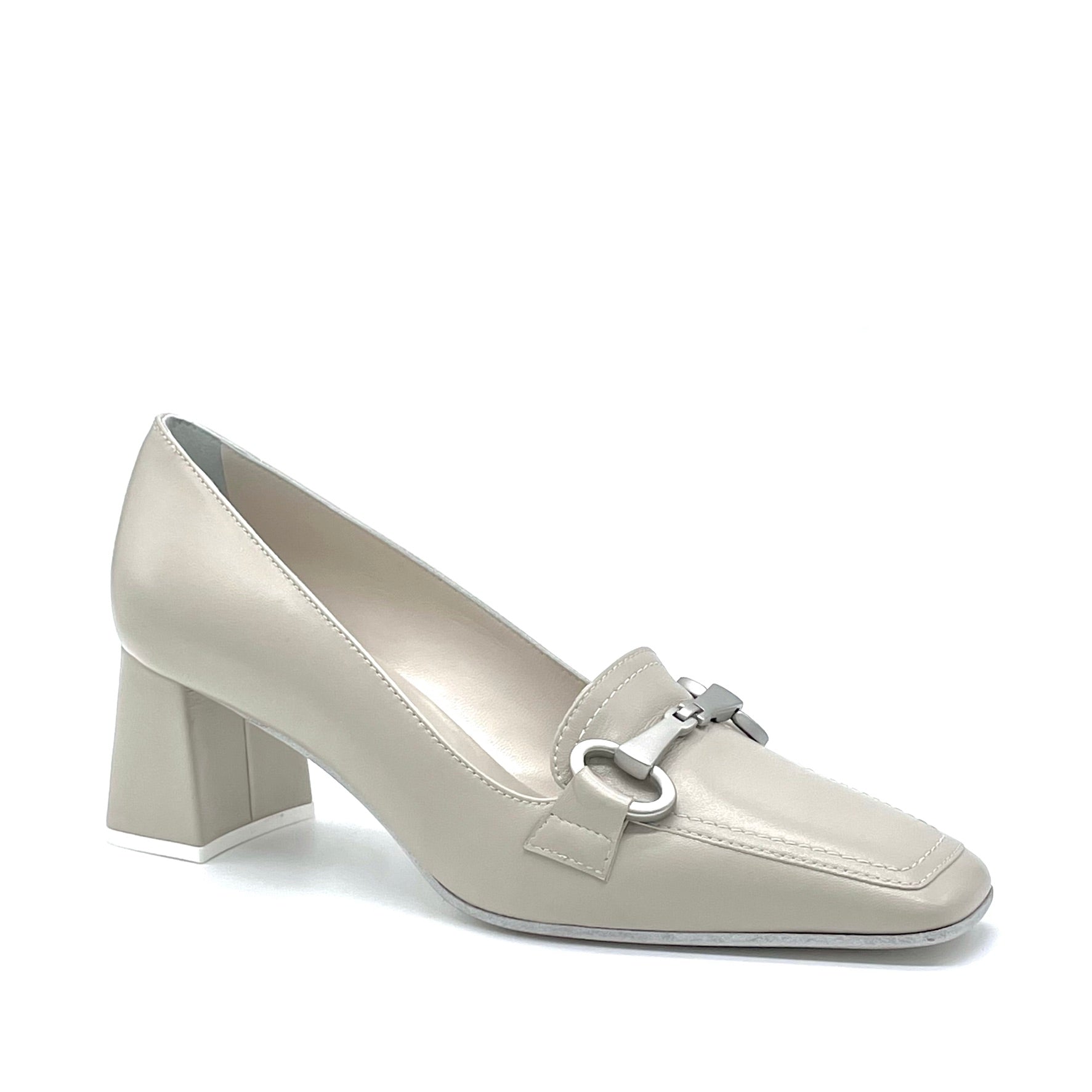 Light taupe leather moccasin with clamp accessory - Cod- 12164_1