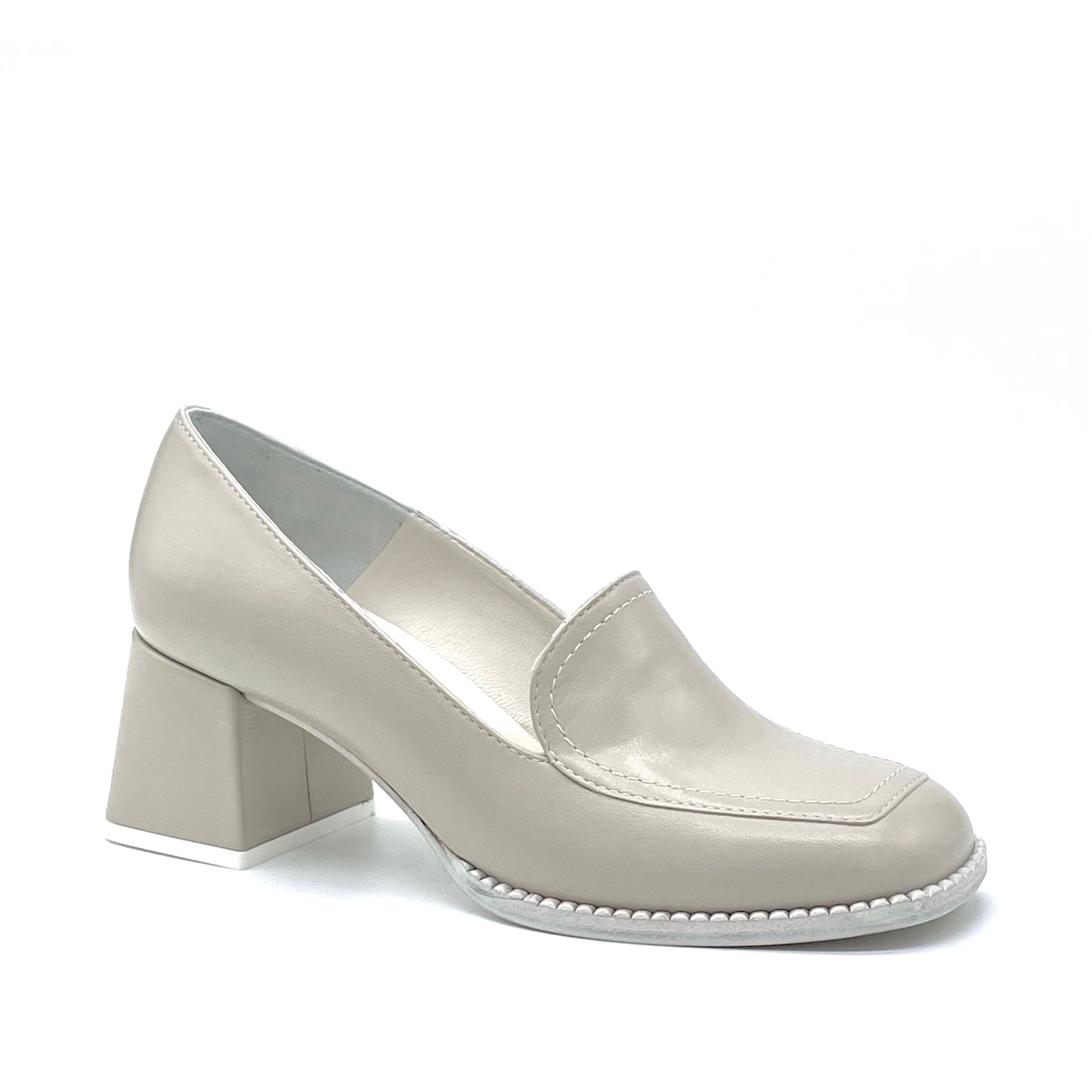 Light taupe leather moccasin - Cod. 12166