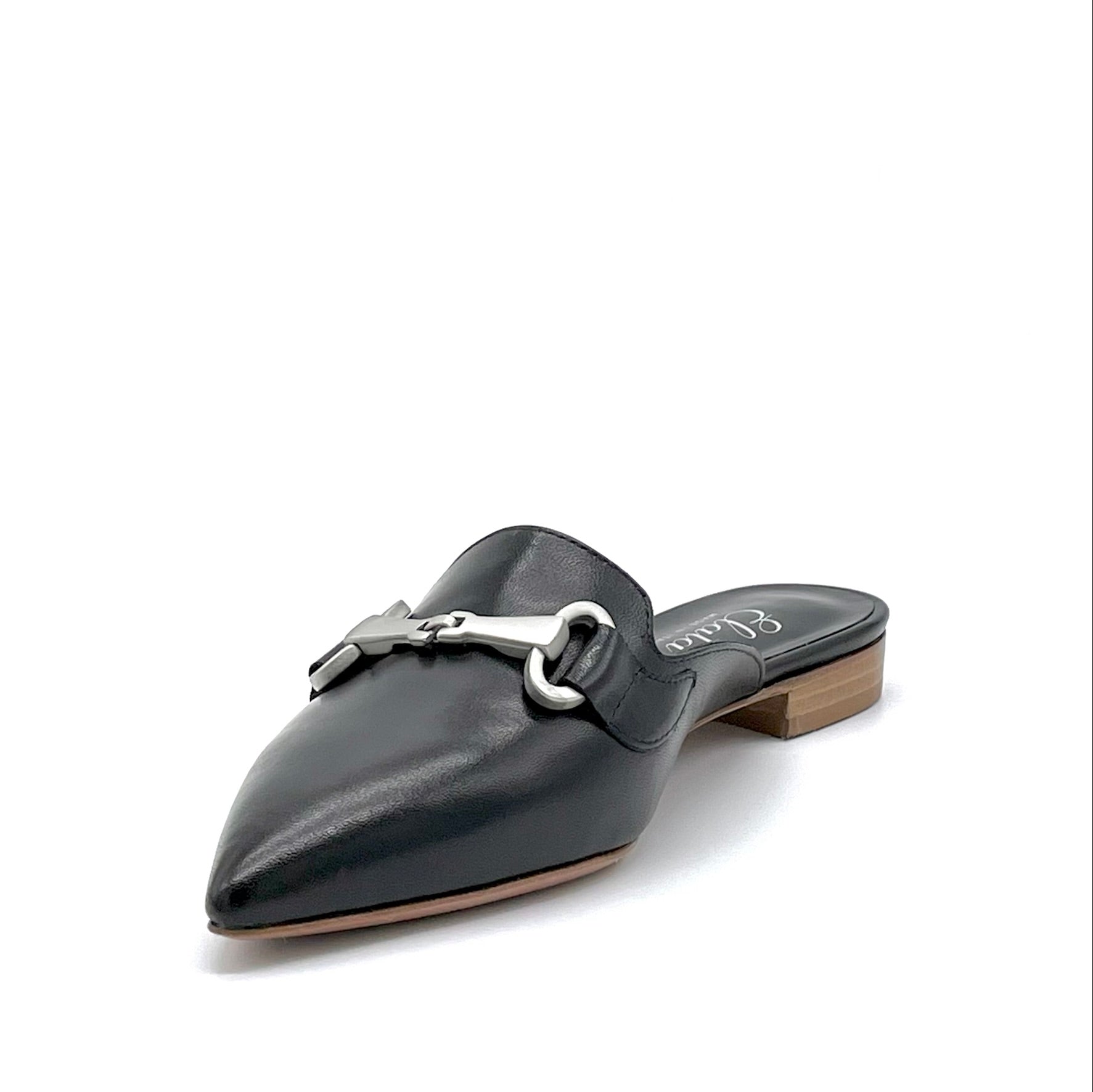 Black leather mule with clamp accessory - Cod. 12169_2