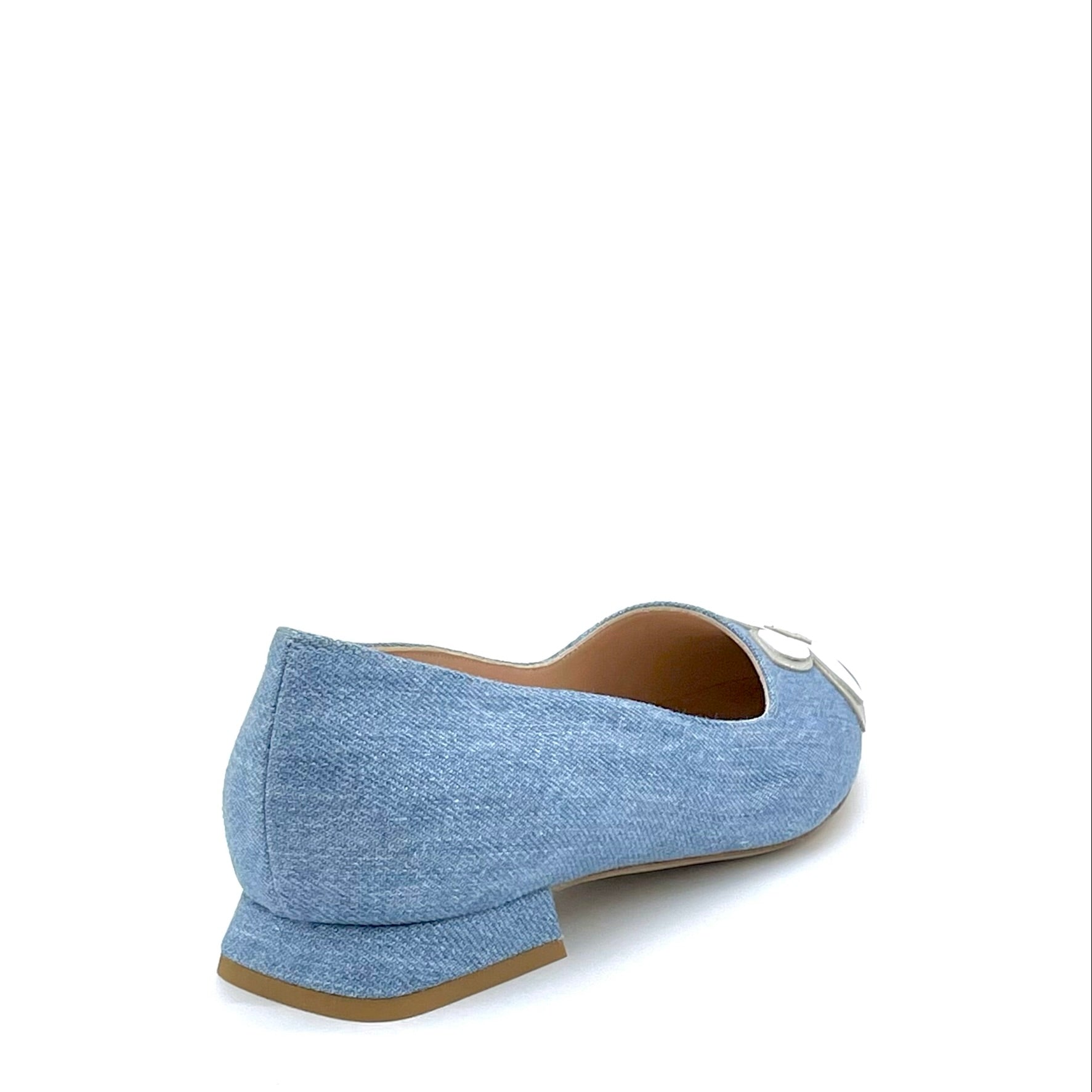 White leather and blue jeans fabric ballerina - Cod. 12170