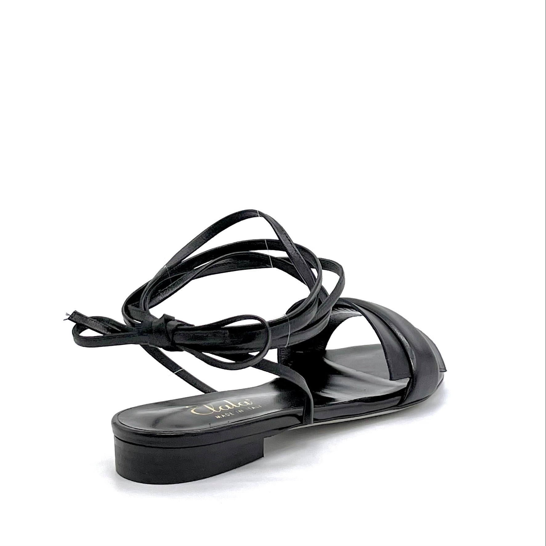 Black leather sandal with laces - Cod. 12117_1