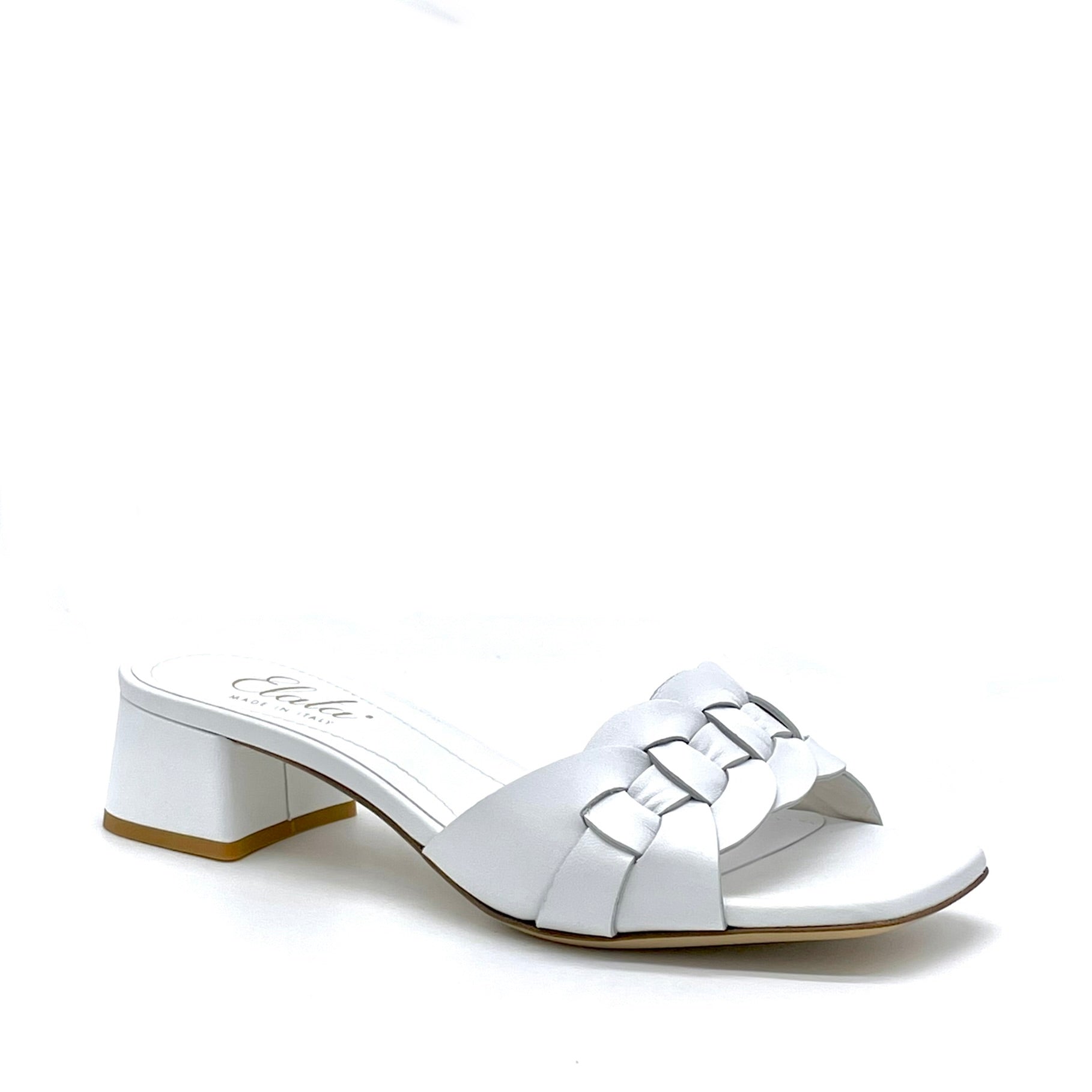 White leather mule with intertwined band - Cod. 12125