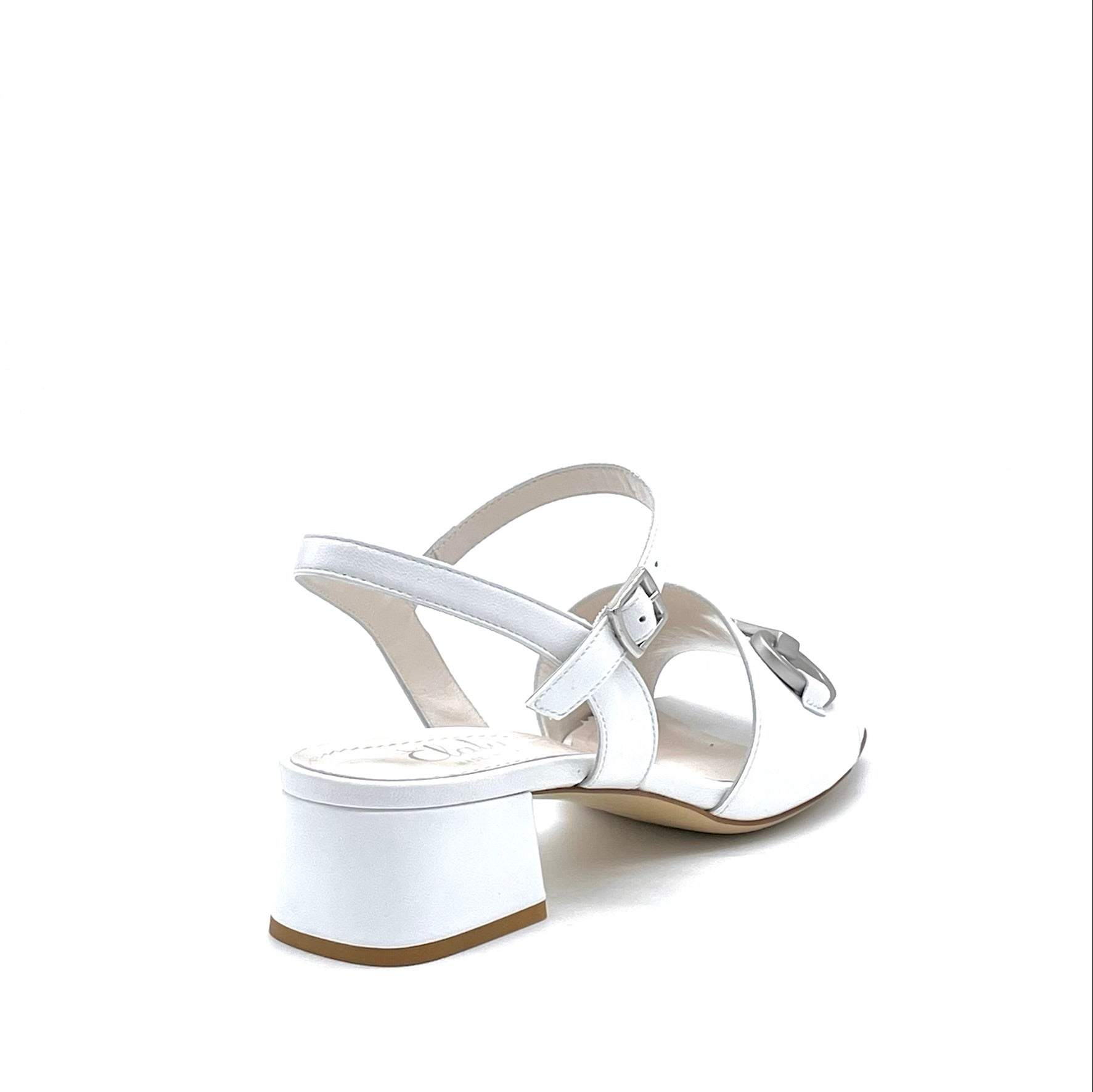 White leather sandal with silver accessory - Cod. 12130_1