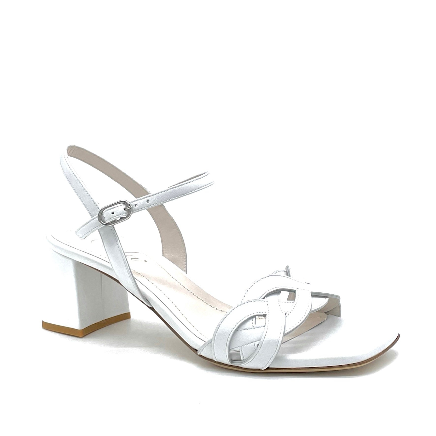 White leather sandal with intertwined band - Cod. 12122