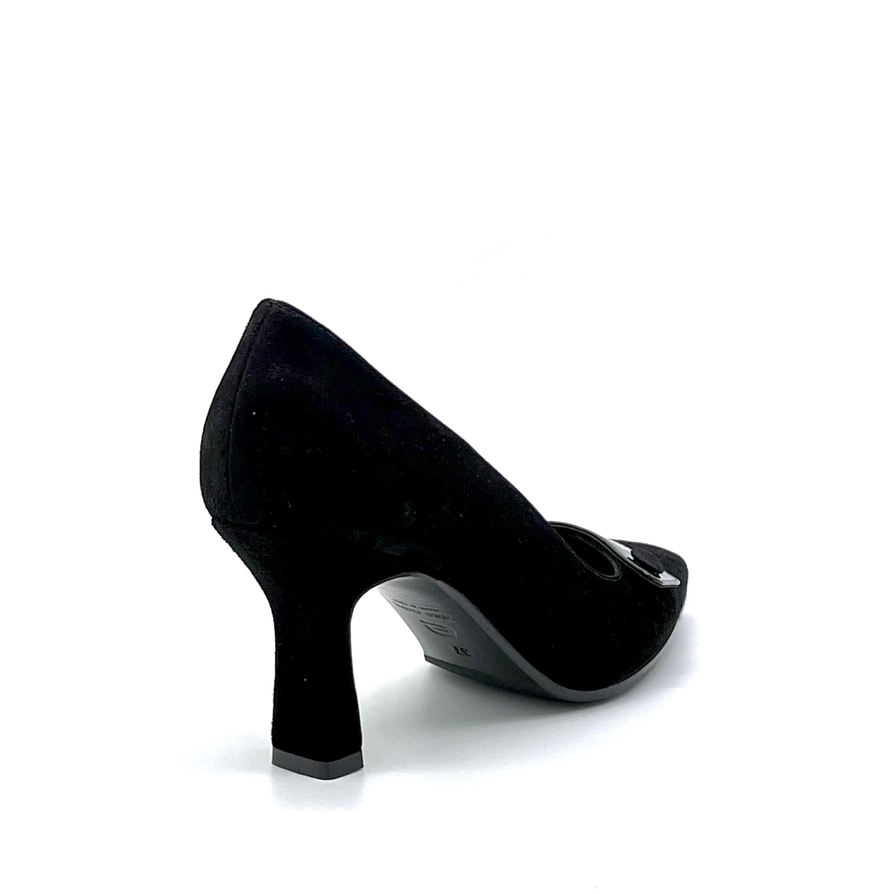 Décolleté in camoscio e vernice nera con bottoncino - Cod. 52505