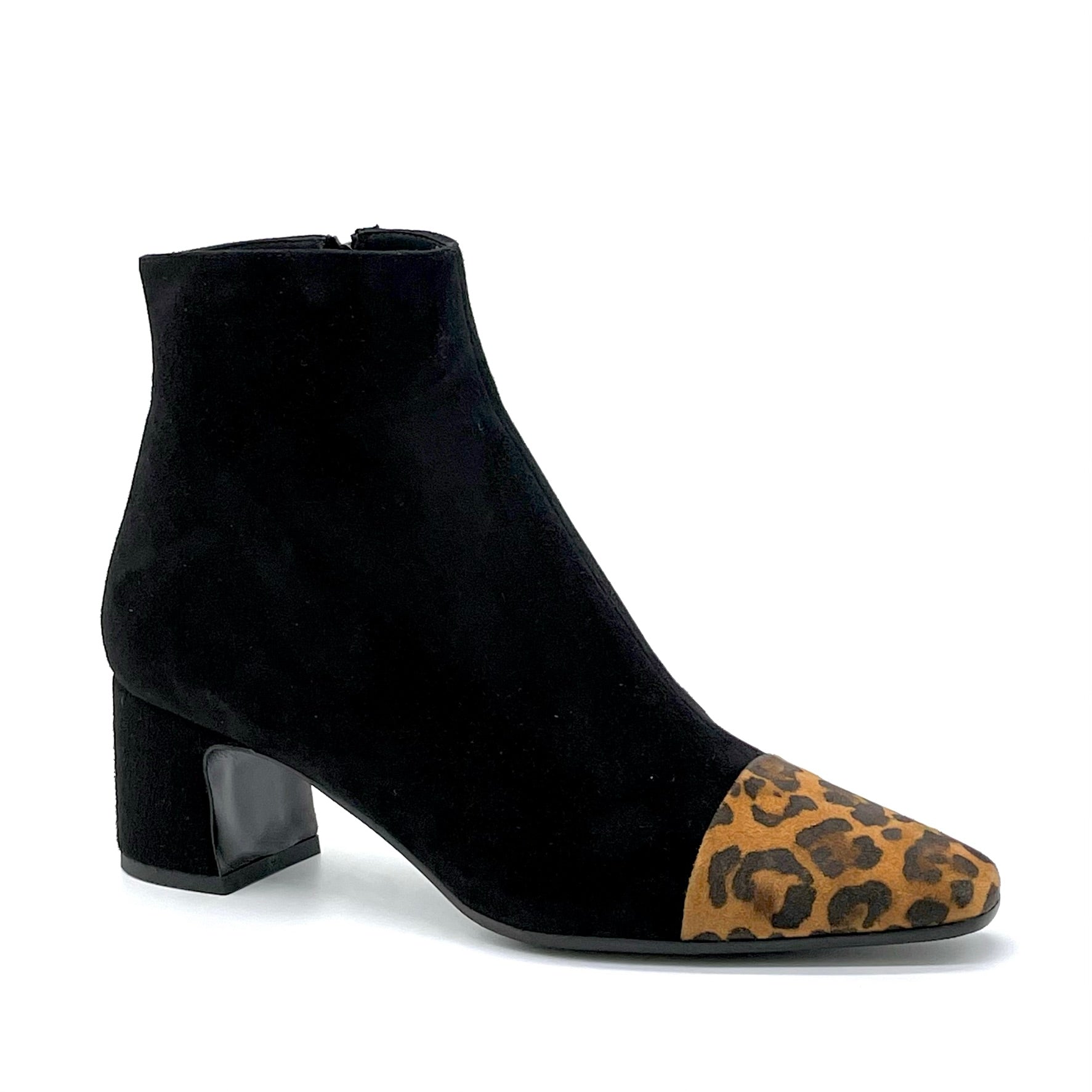 Black suede and printed suede boot - Cod. 52517