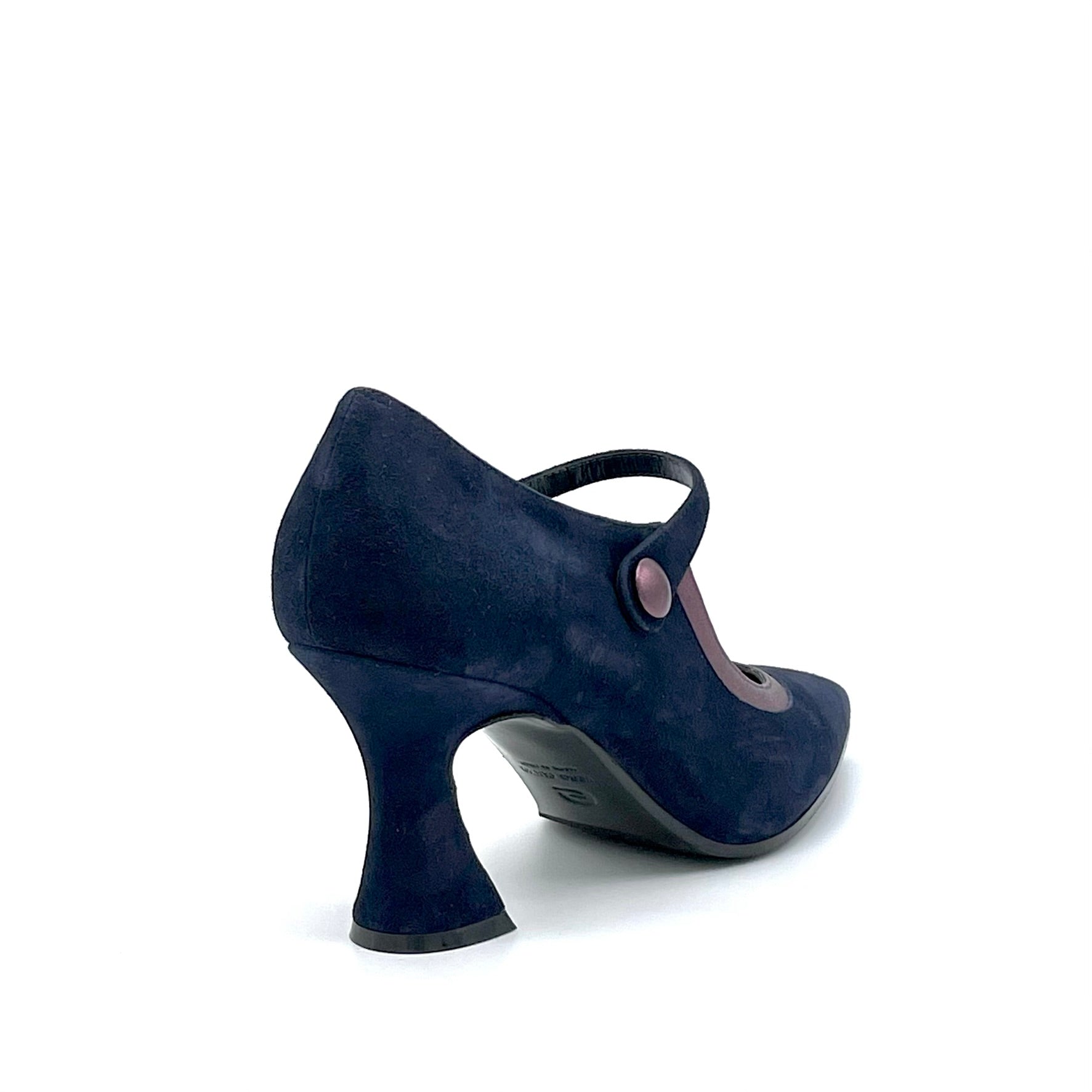 Mary Jane décolleté in camoscio blu e pelle laminata viola - Cod. 52564