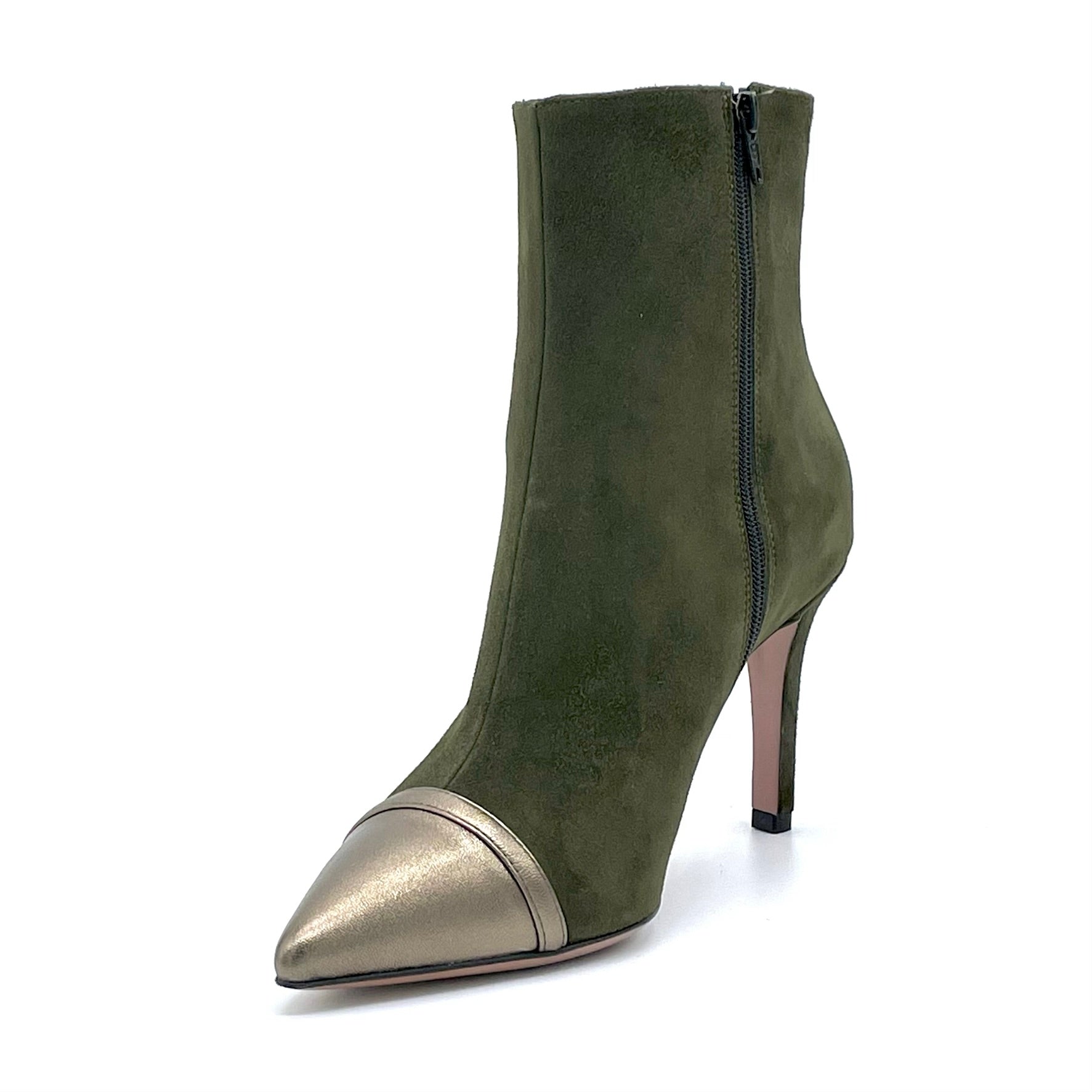 Green suede and green laminate leather boot - Cod. 52560