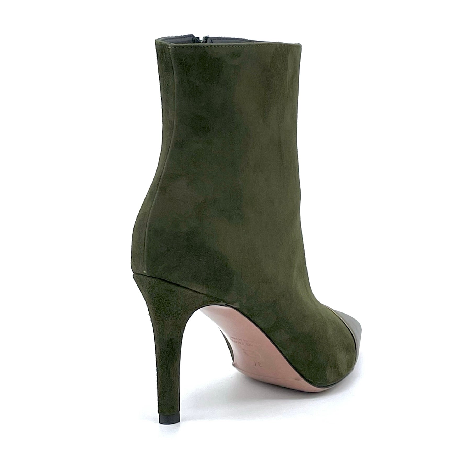 Stivaletto in camoscio e pelle laminata verde - Cod. 52560