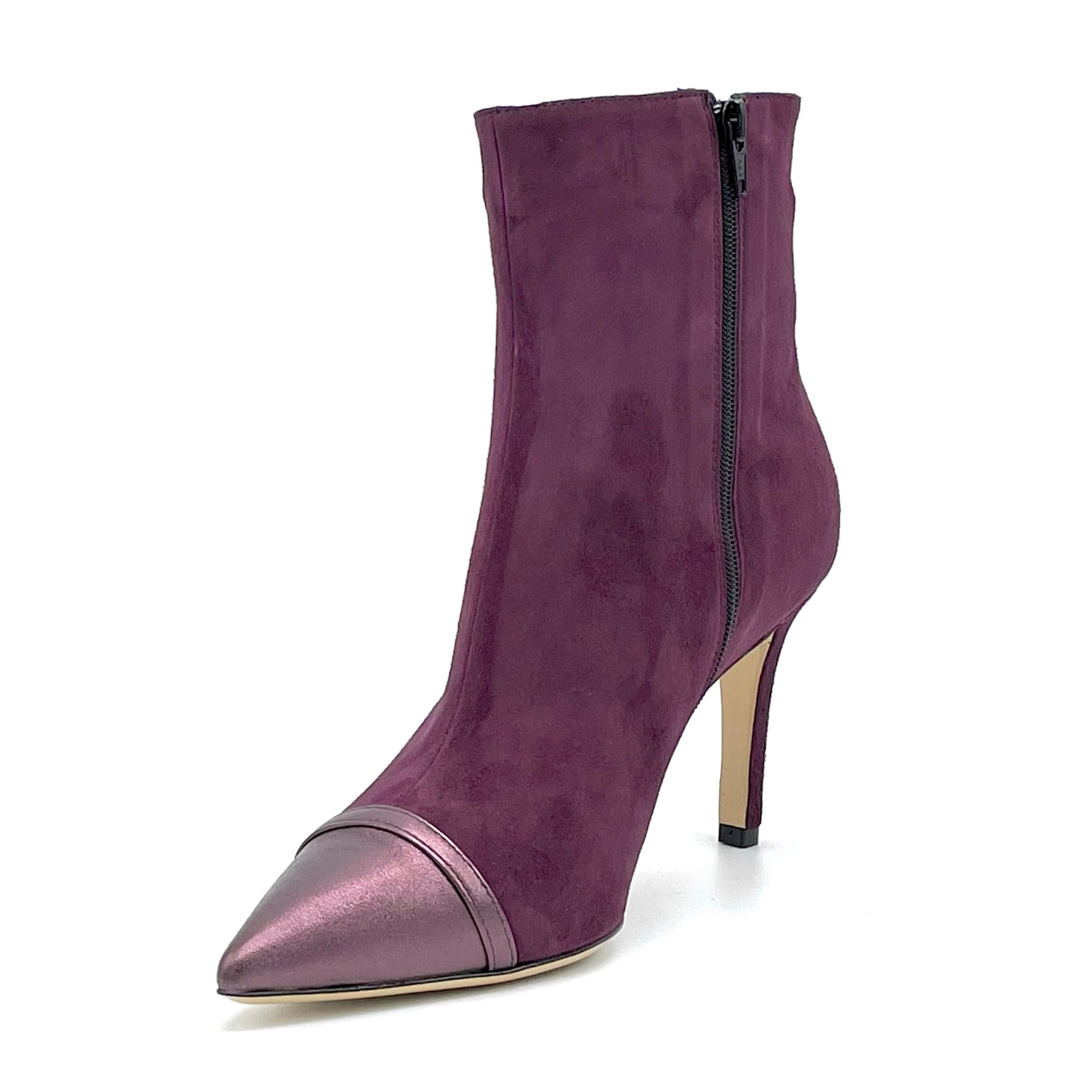 Stivaletto in camoscio e pelle laminata viola - Cod. 52560_1