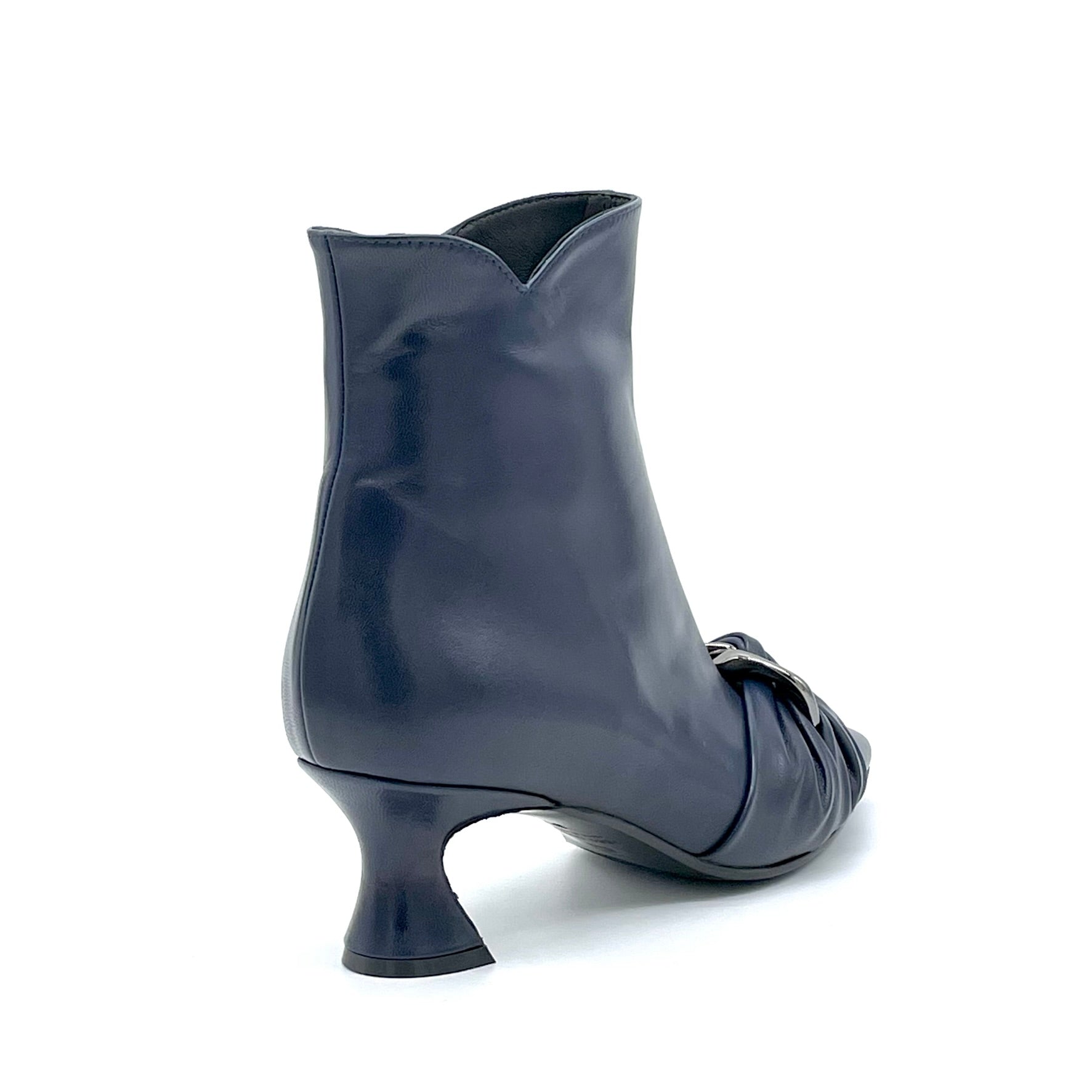 Stivaletto in pelle blu con accessorio acciaio - Cod. 52520