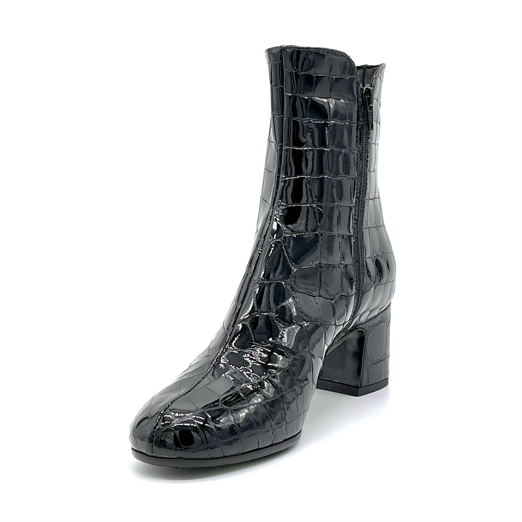 Black printed patent leather boot - Cod. 52537