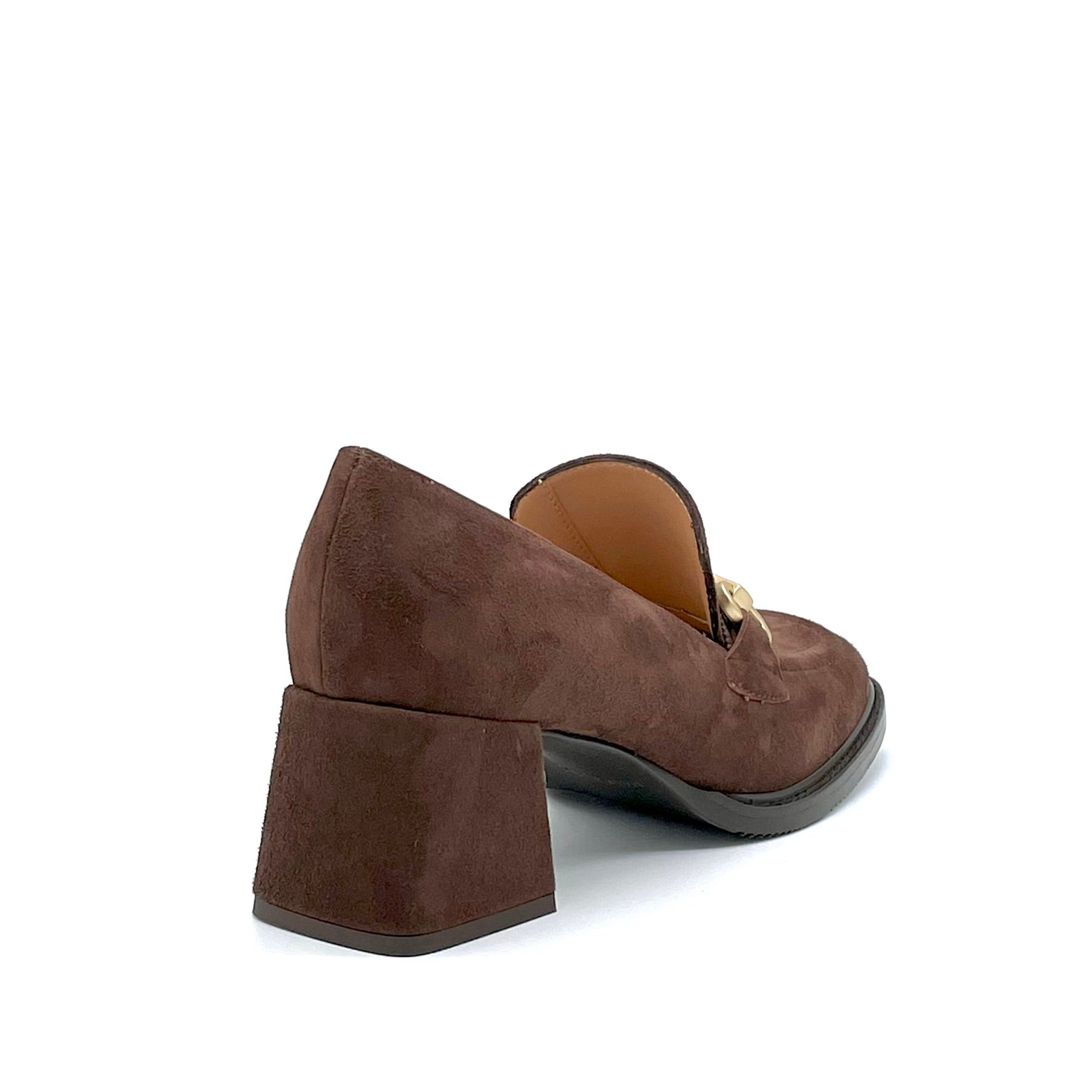 Brown suede moccasin with golden clamp accessory - Cod. 52540