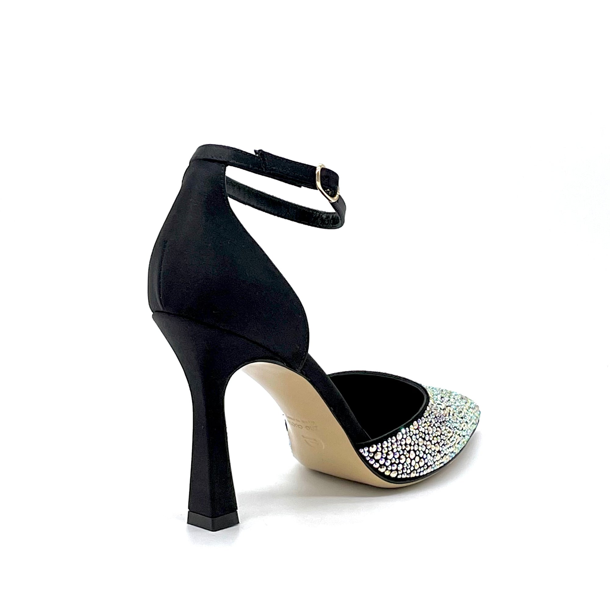 Black 100% silk and suede D’orsay with rhinestones – Cod. 13145