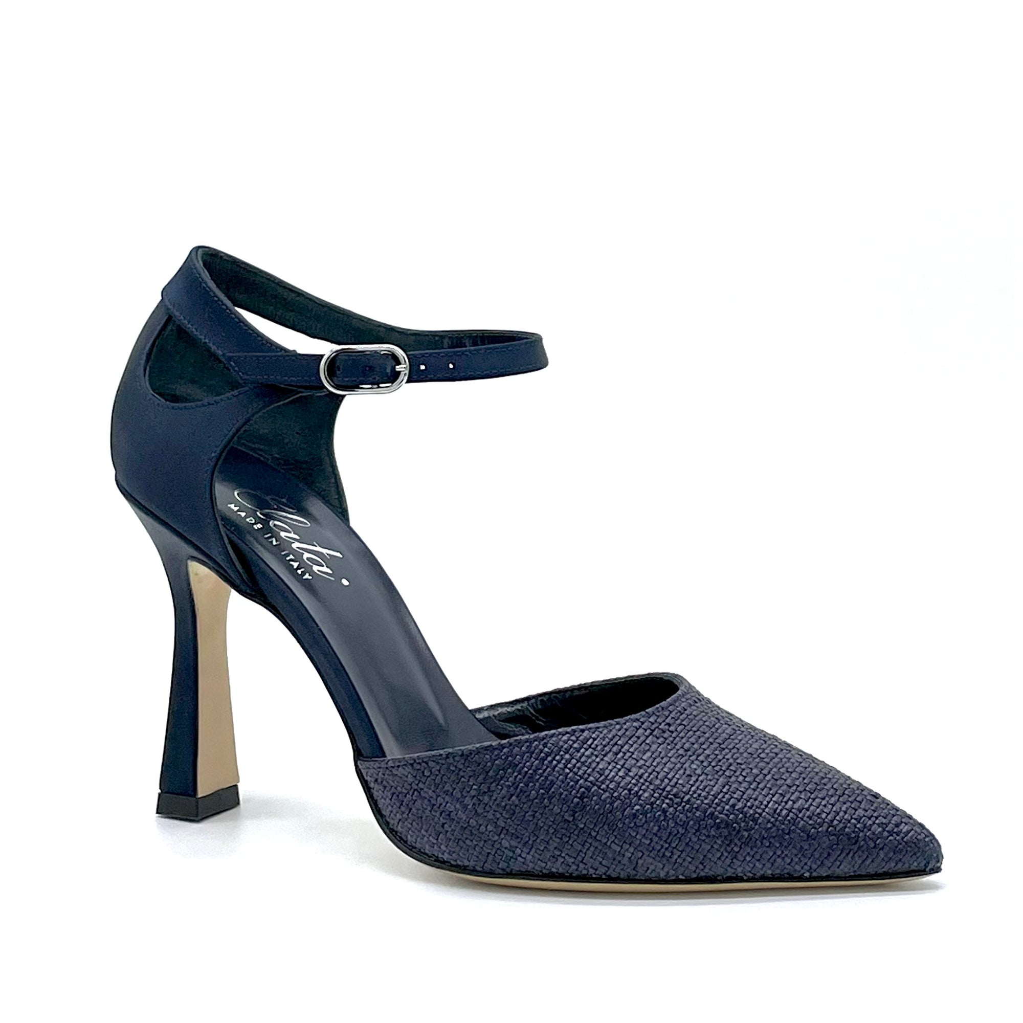 Blue 100% silk and raffia D’orsay – Cod. 13147