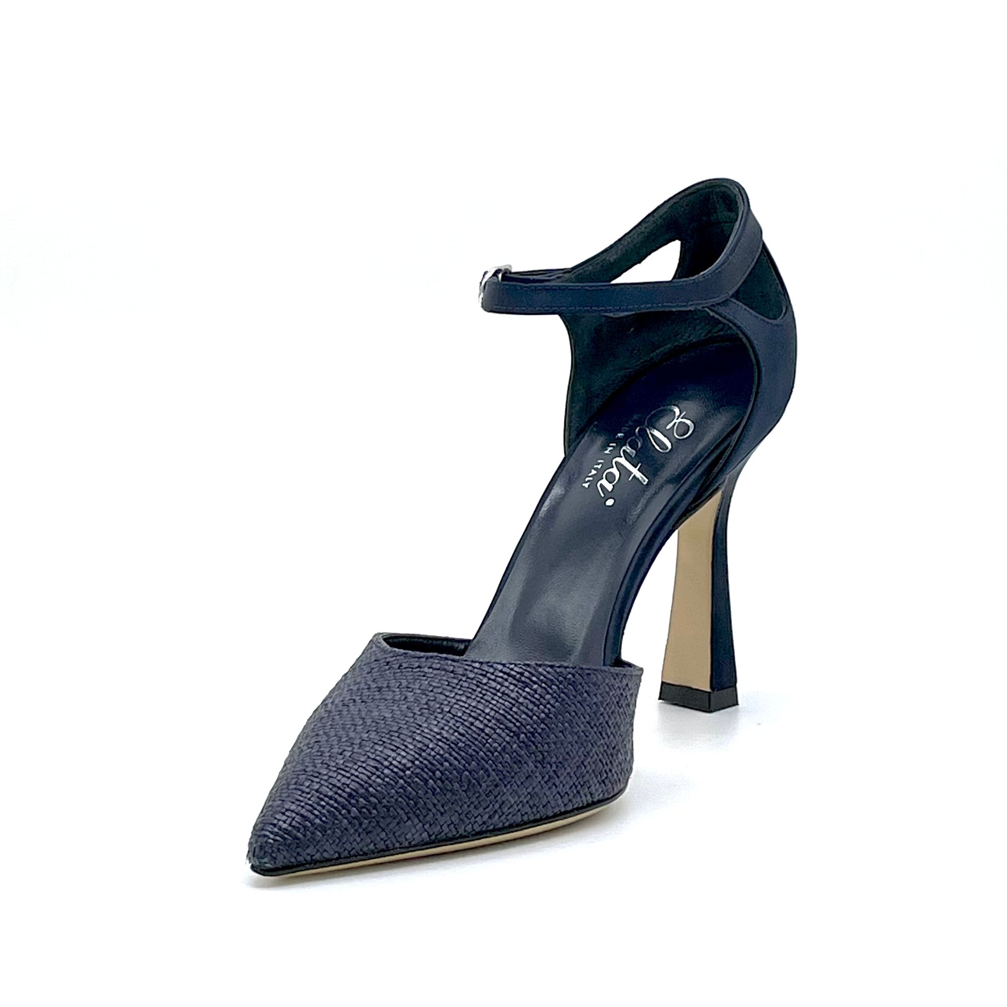 Blue 100% silk and raffia D’orsay – Cod. 13147