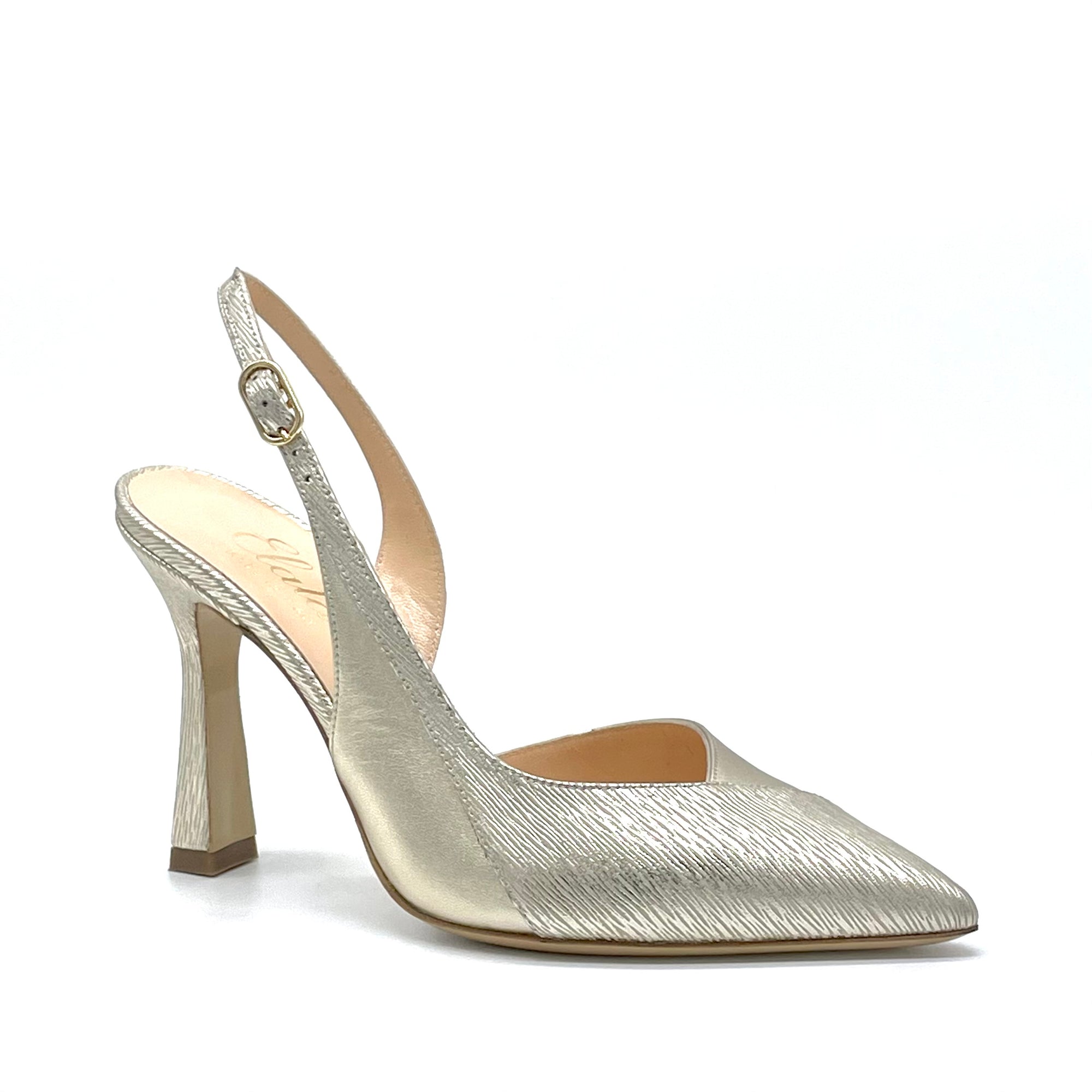 Slingback in pelle laminata oro - Cod. 13149