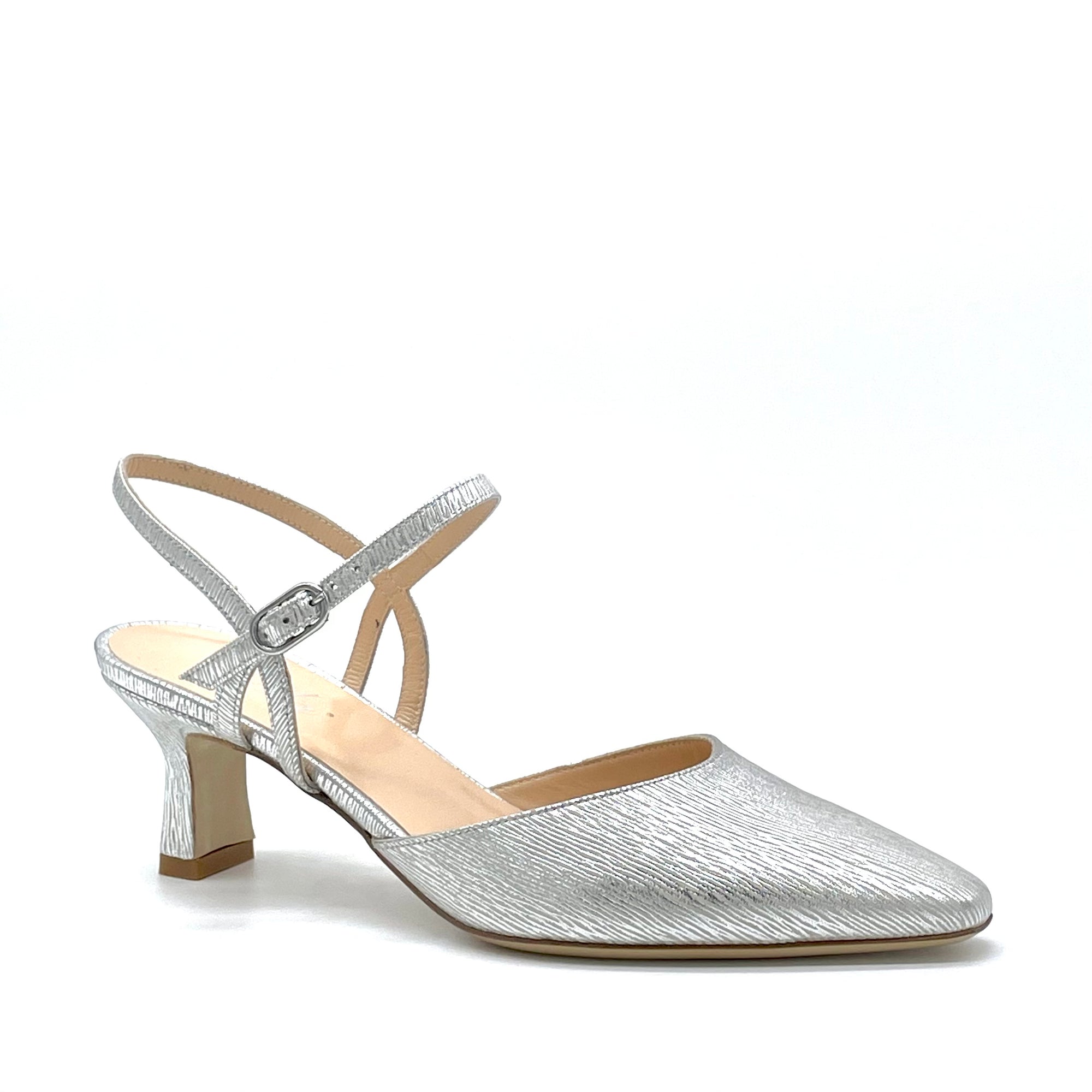 Slingback in pelle argento - Cod. 13168