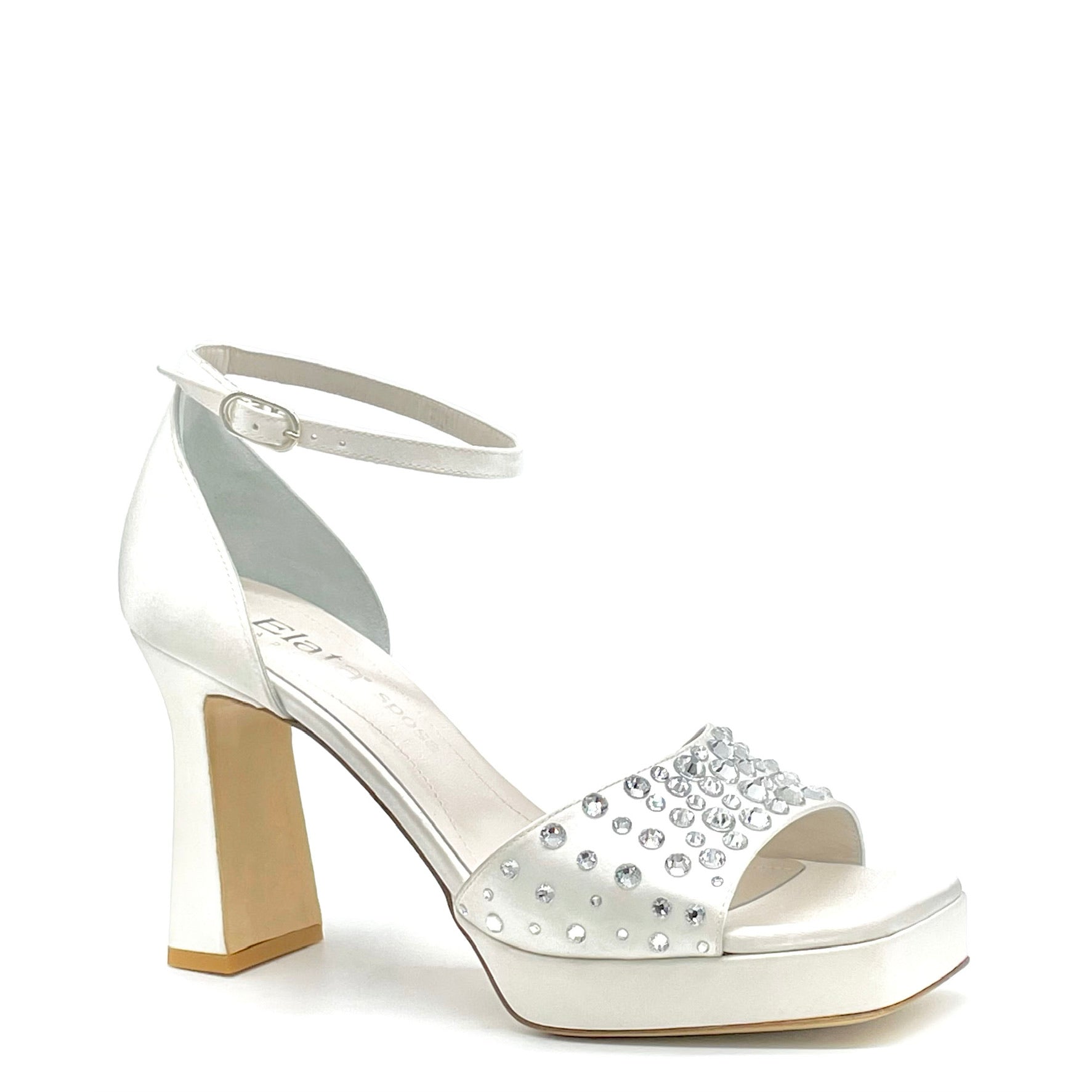 Sandalo in 100% seta bianca con applicazione di strass crystal - Cod. S2301