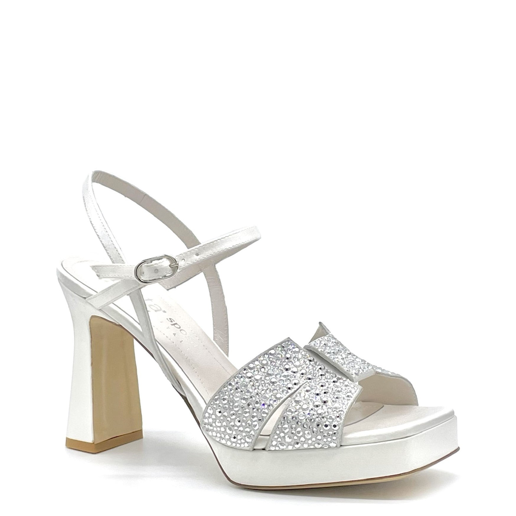 Sandalo in 100% seta bianca con applicazione di strass - Cod. S2302