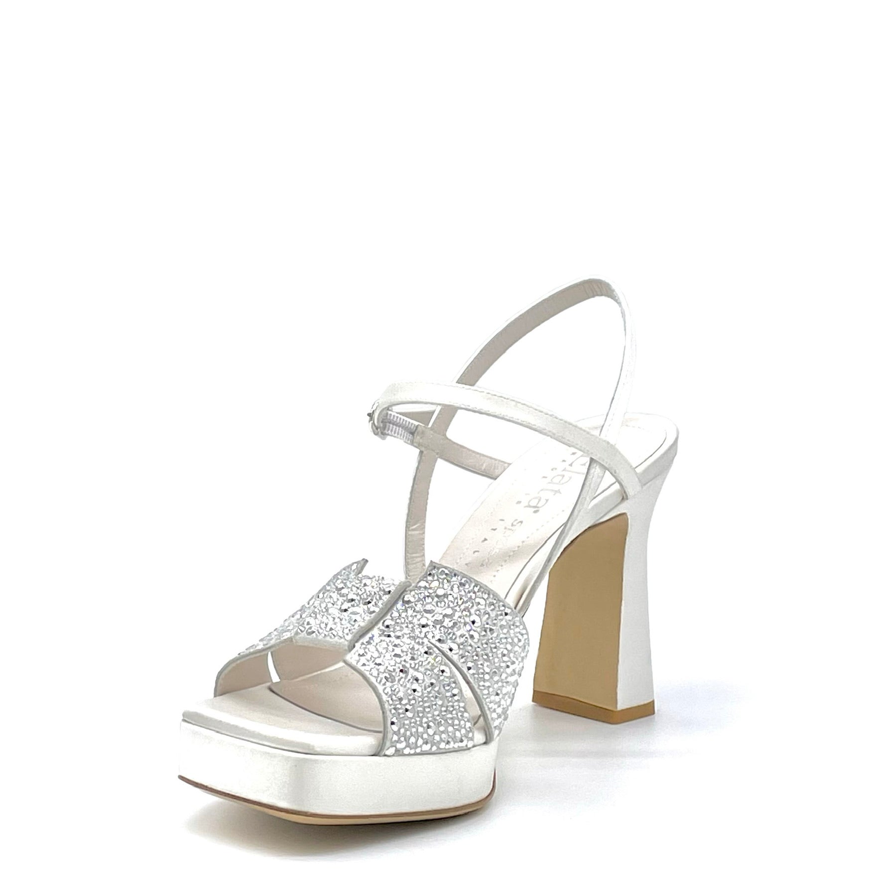 Sandalo in 100% seta bianca con applicazione di strass - Cod. S2302