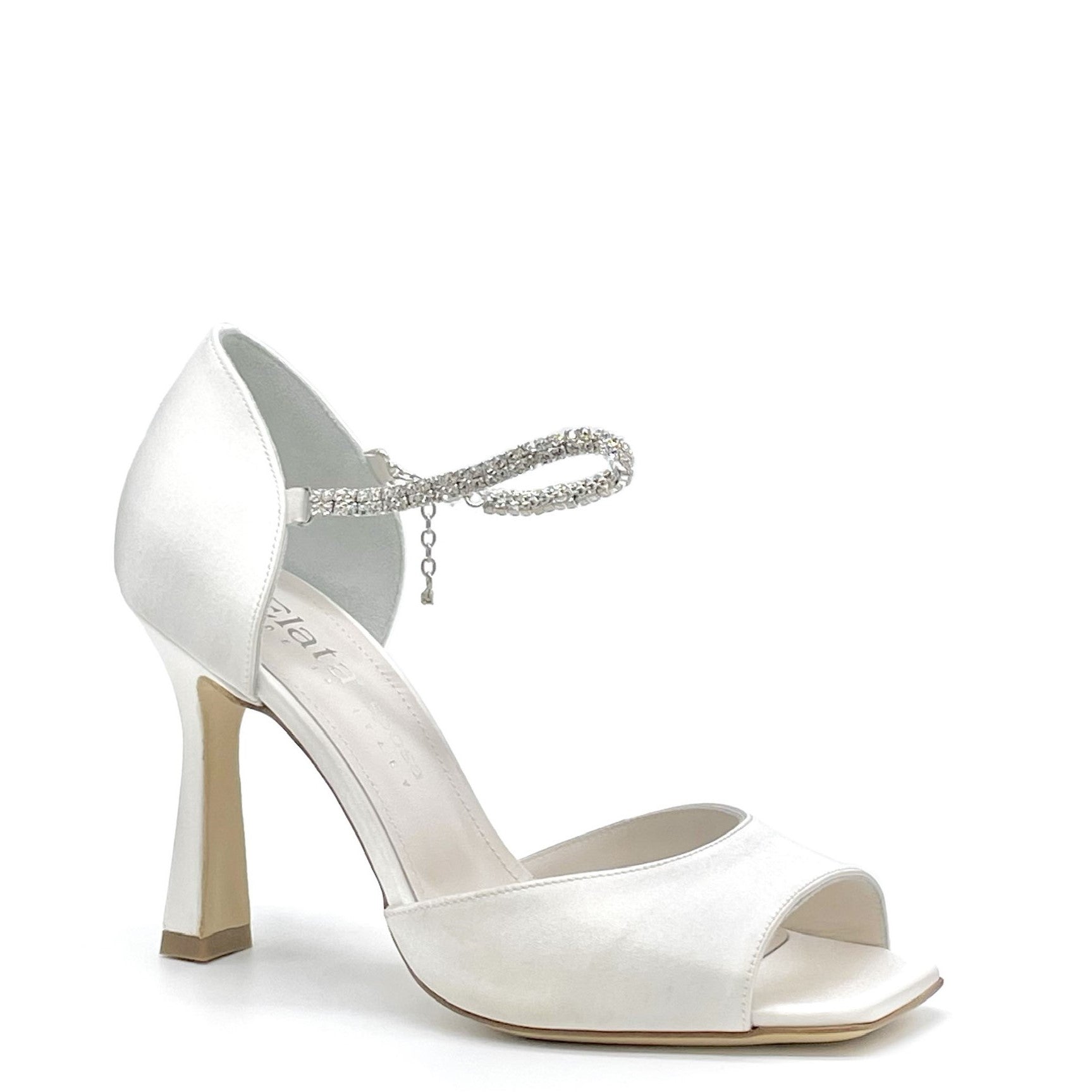 White 100% silk sandal with jewel strap - Cod. S2305