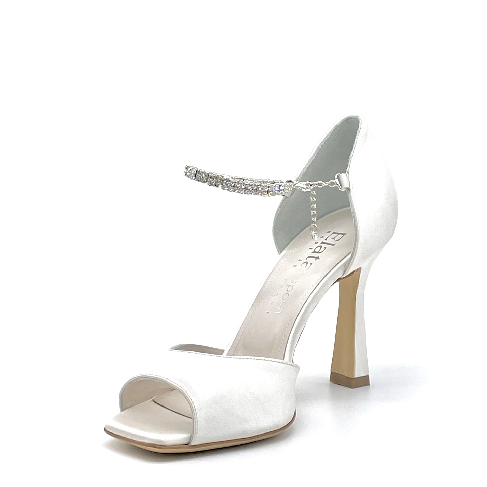 White 100% silk sandal with jewel strap - Cod. S2305