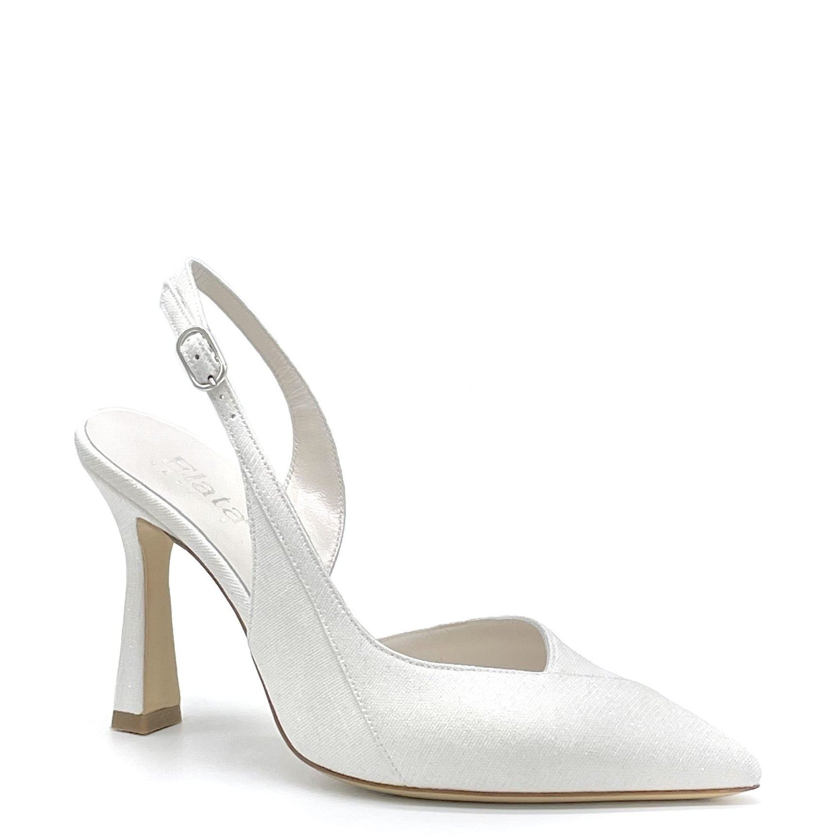 White laminate fabric slingback - Cod. S2307