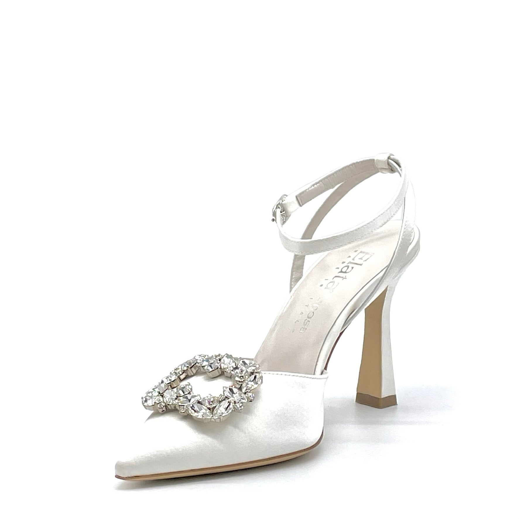 Slingback in 100% seta bianca con accessorio gioiello - Cod. S2311