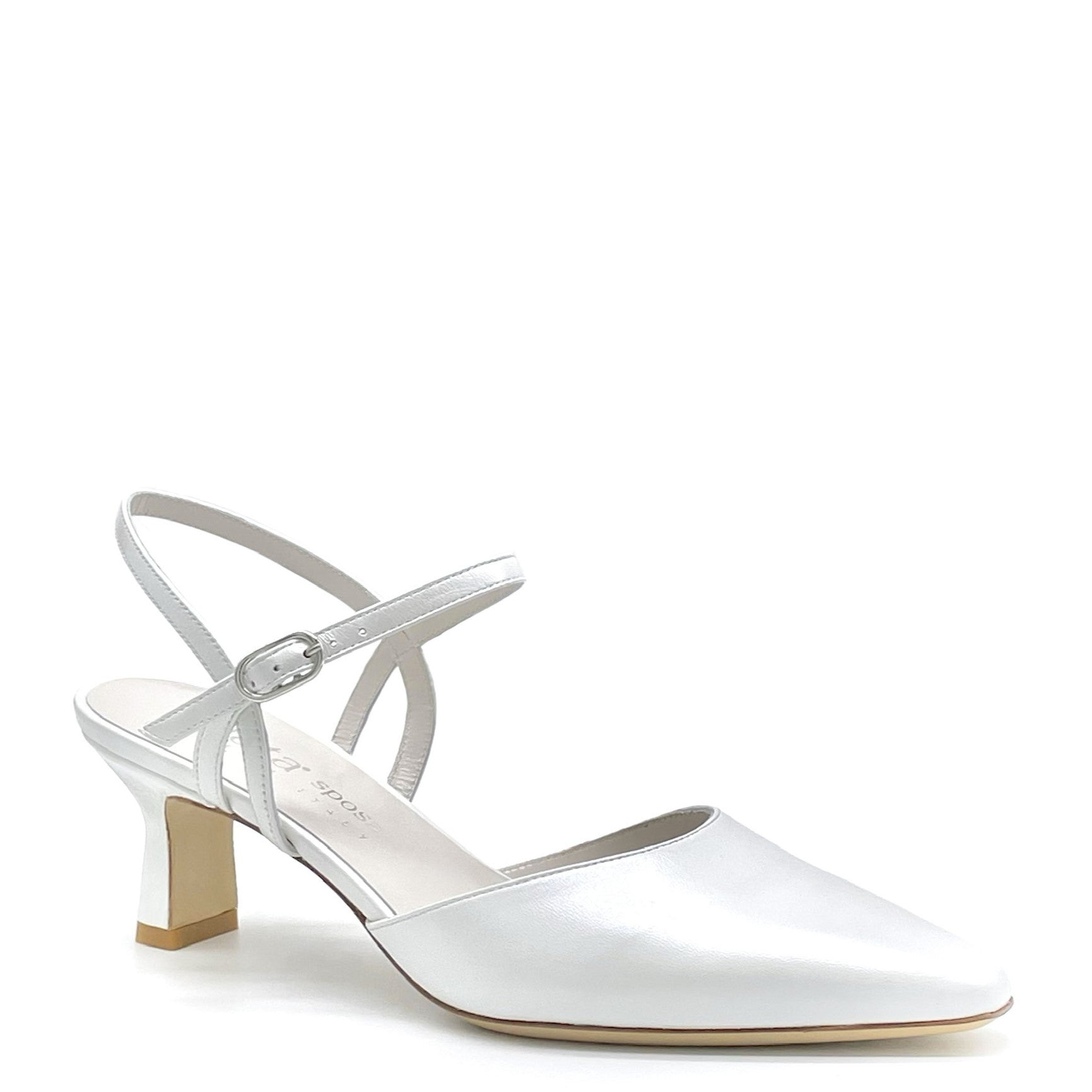 Slingback in pelle perlata bianca - Cod. S2312