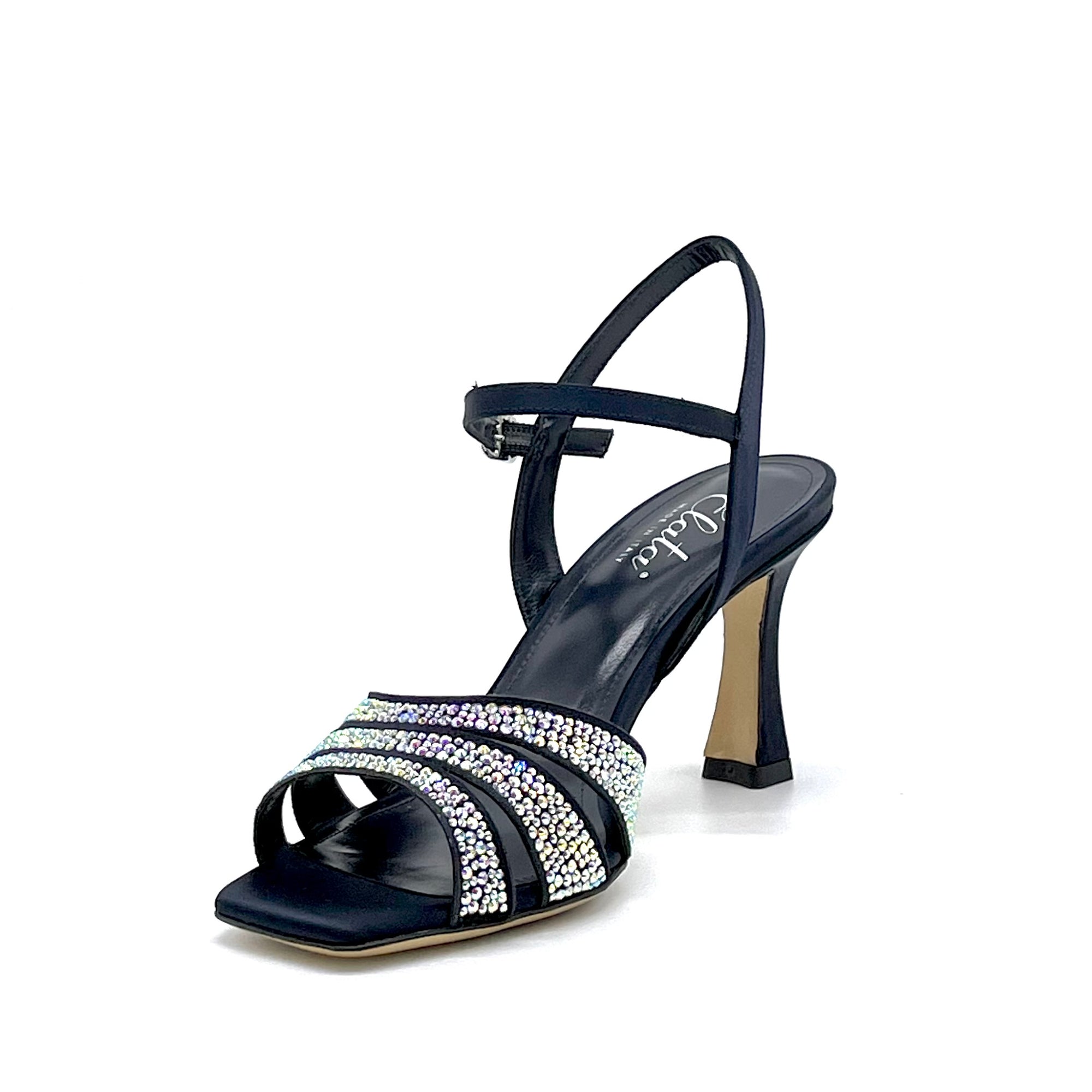 Blue satin and suede sandal with rhinestones - Cod. 13113