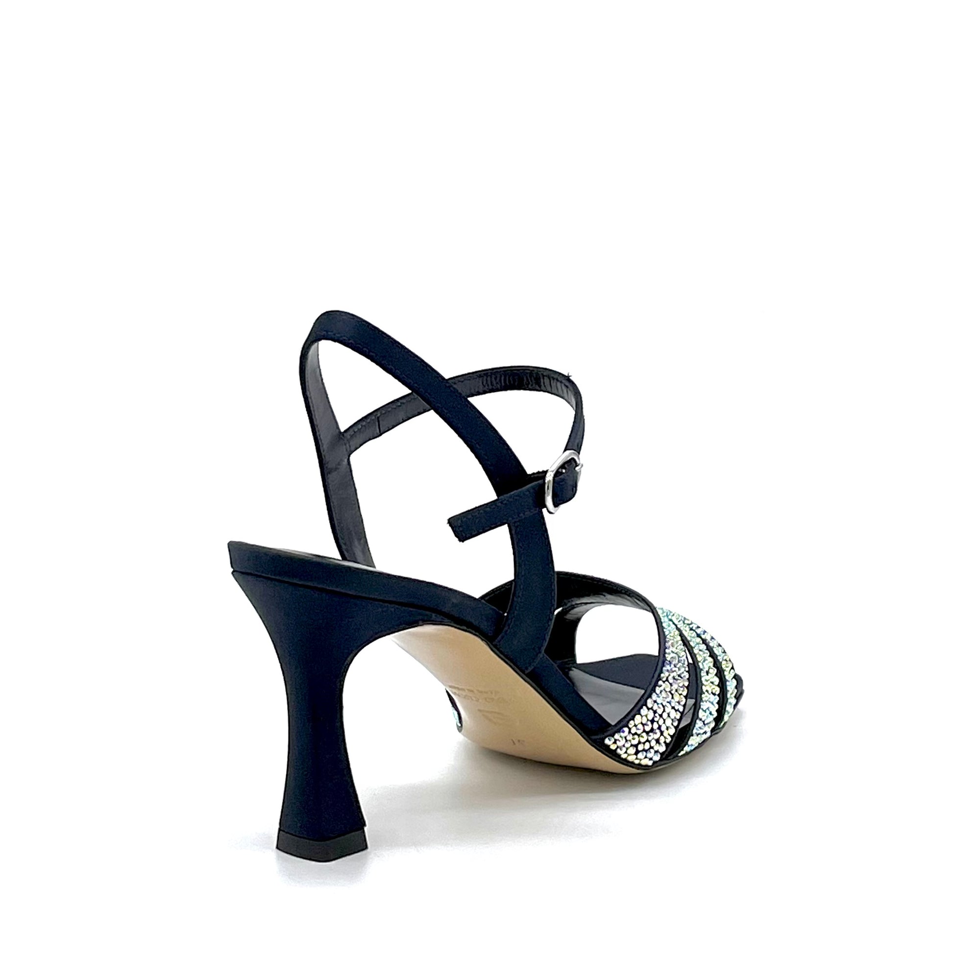 Blue satin and suede sandal with rhinestones - Cod. 13113