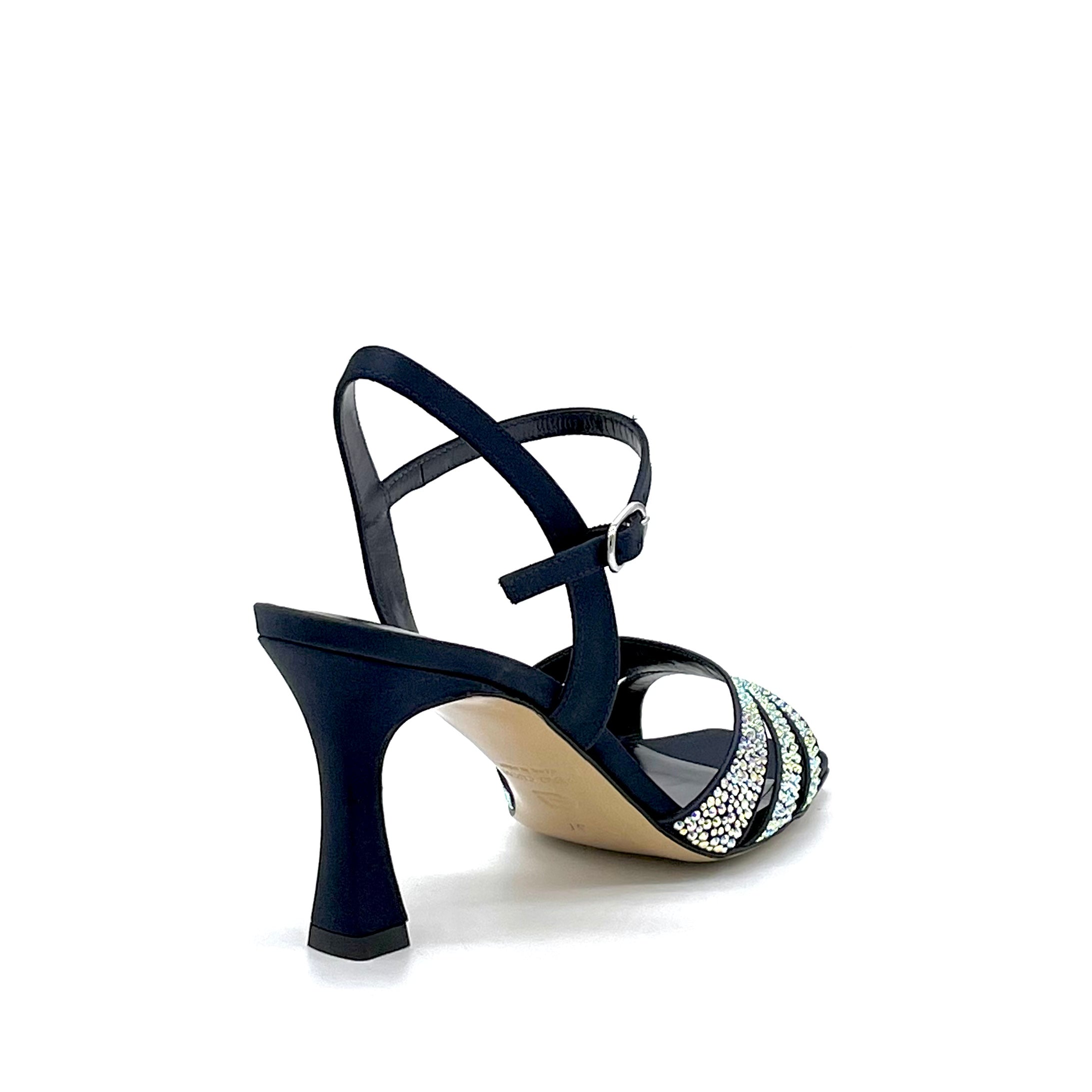 Sandalo in seta e camoscio blu con applicazione di strass - Cod. 13113