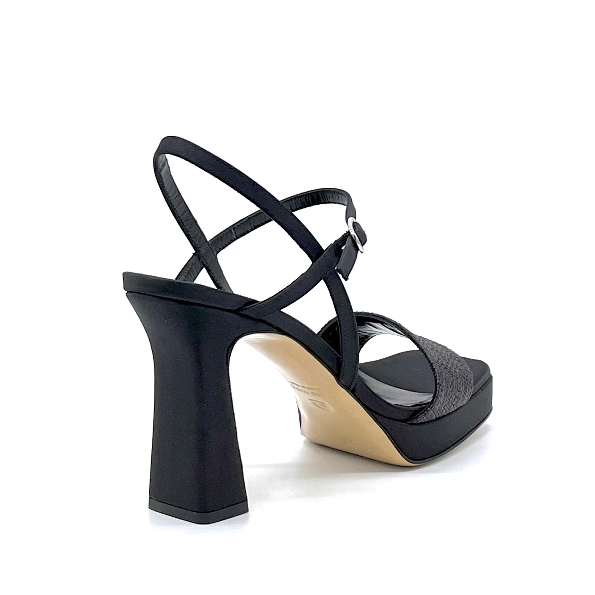 Sandalo in seta e rafia nera - Cod. 13125