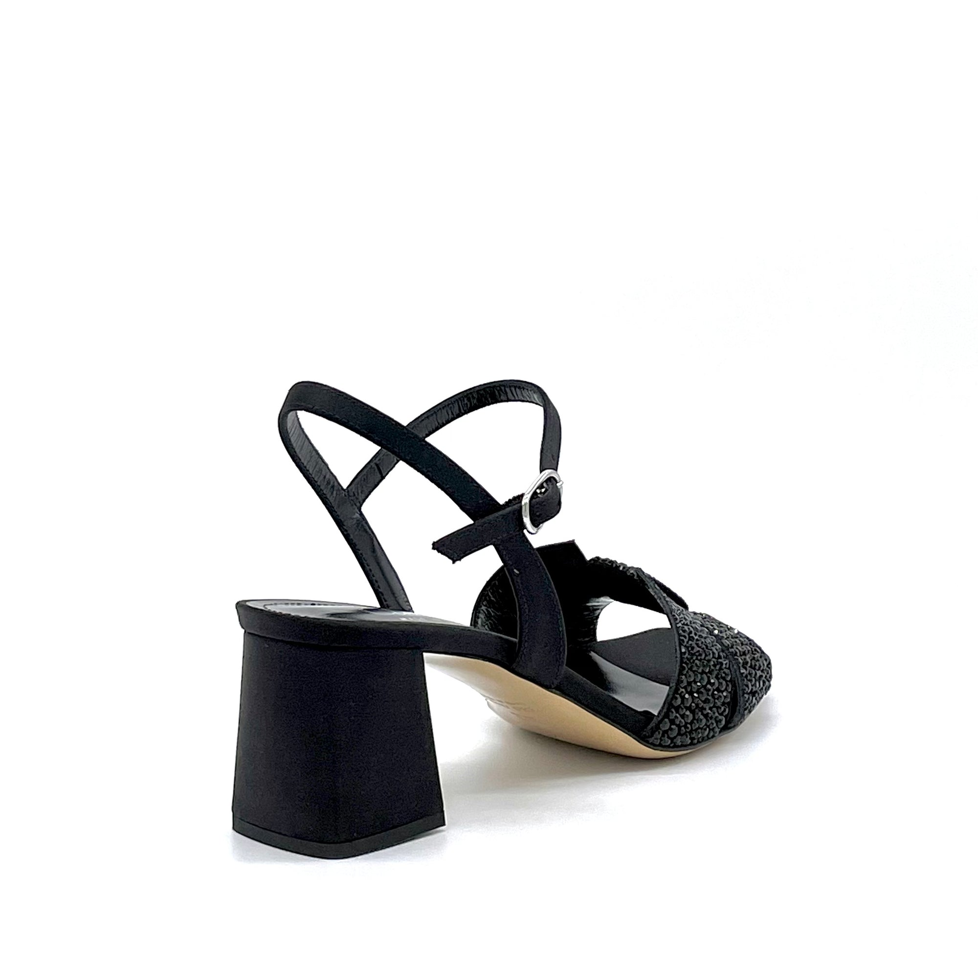 Black satin sandal with rhinestones – Cod. 13134