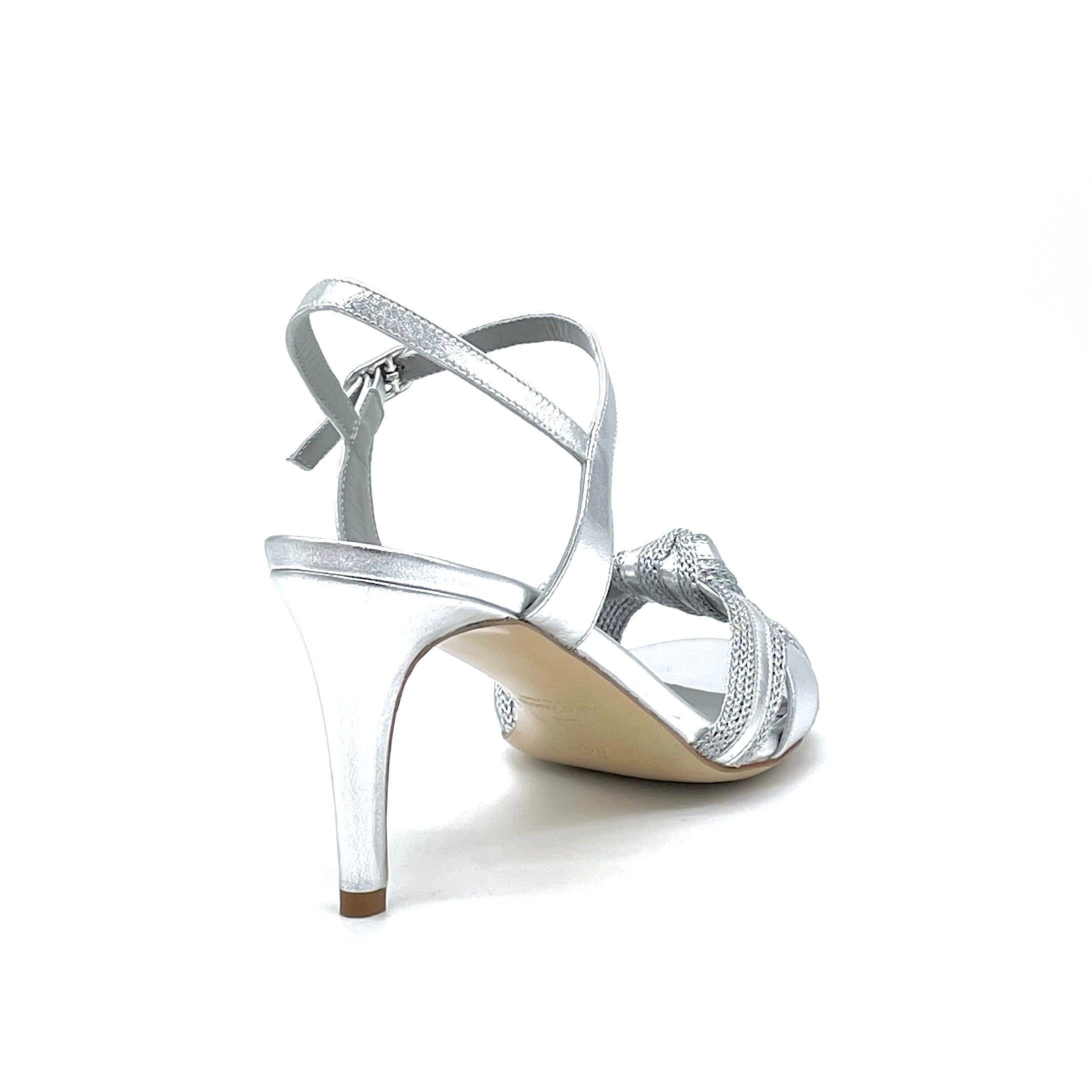 ARIANNA Silver laminate leather and silver fabric sandal - Cod. 11101B