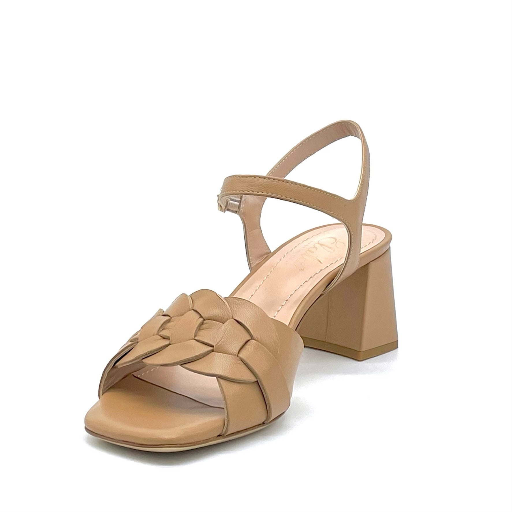 Tan leather sandal with intertwined band - Cod. 12124_1
