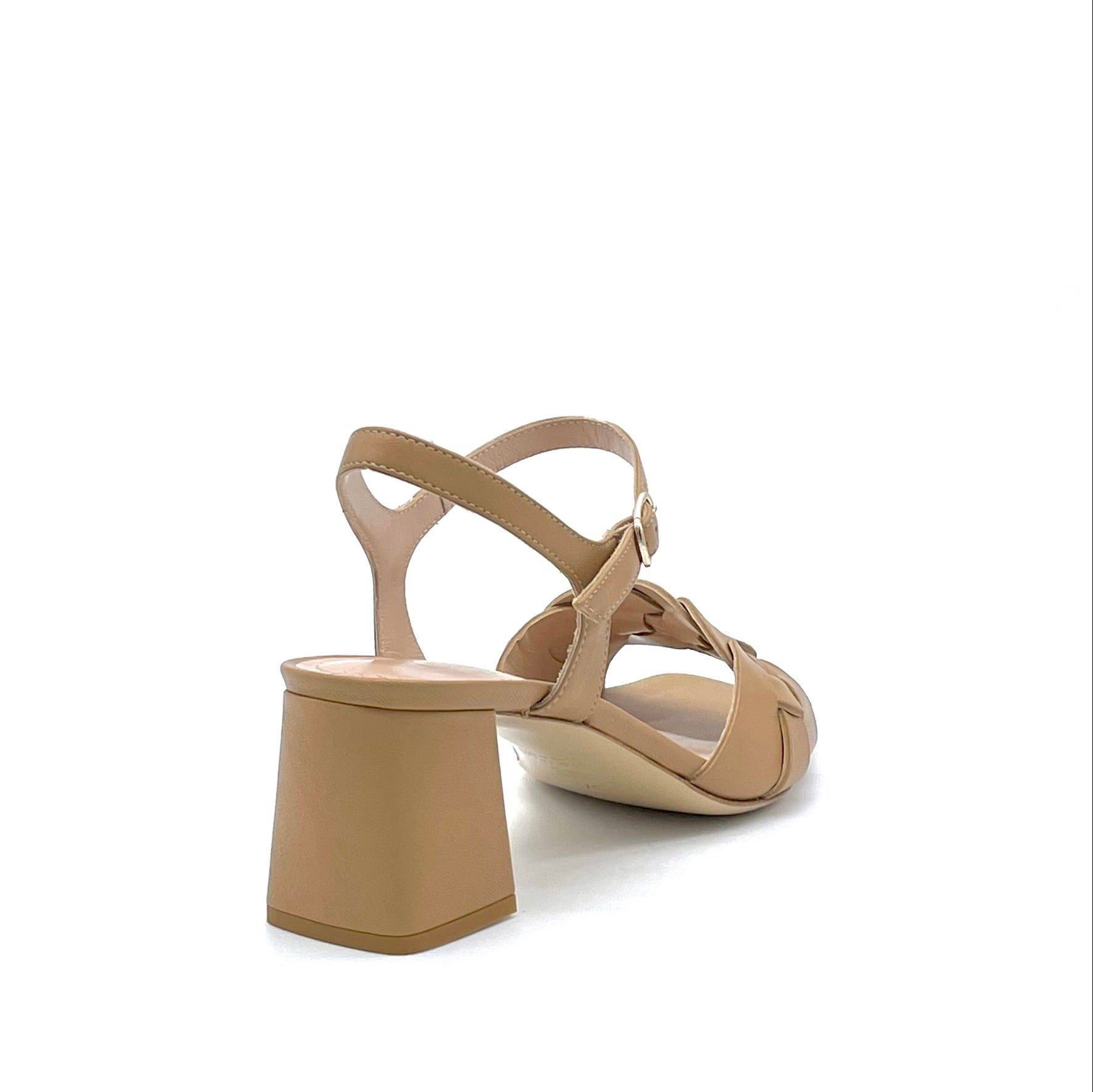 Tan leather sandal with intertwined band - Cod. 12124_1