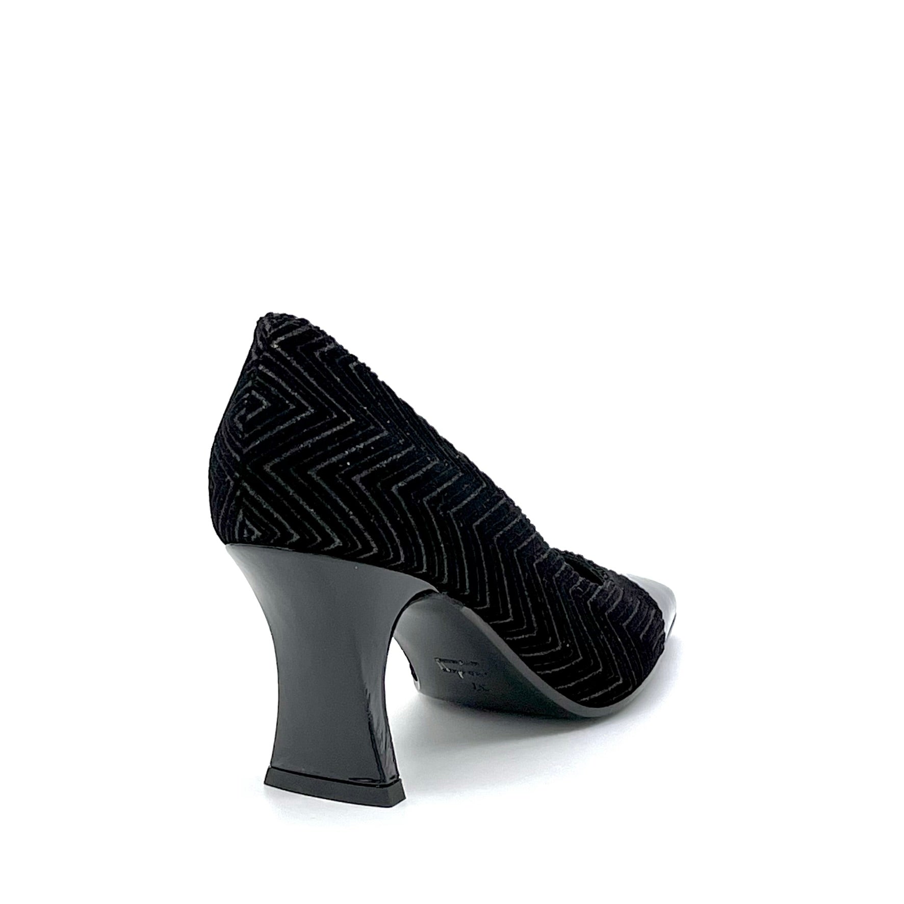 Décolleté in velluto glitter e vernice nera - Cod. 53502