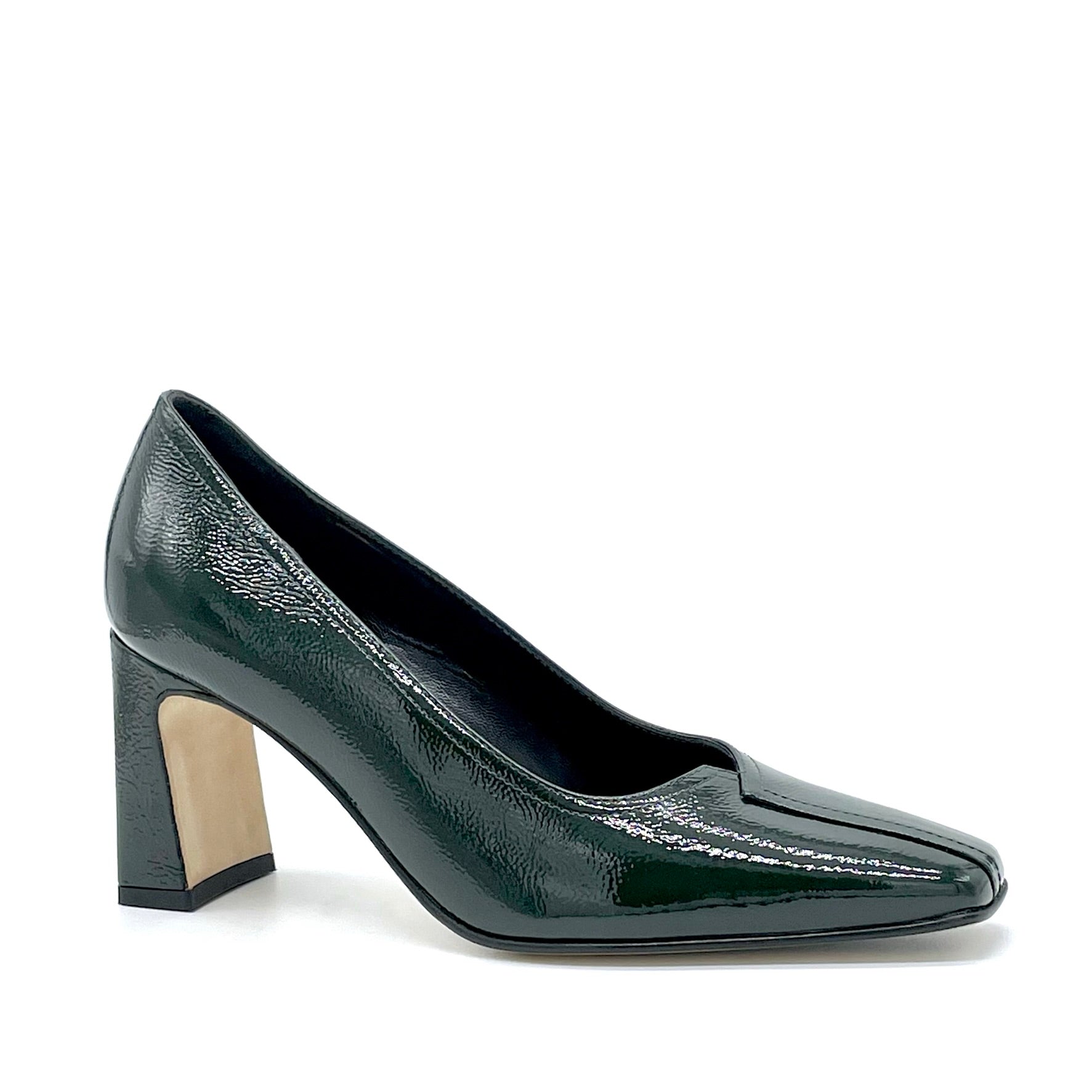 Green patent with creased effect pump – Cod. 53505