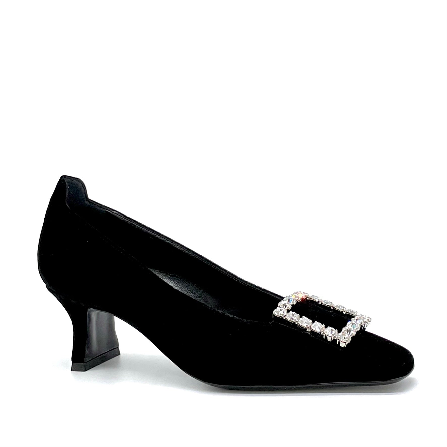 Black velvet pump with jewel buckle – Cod. 53512