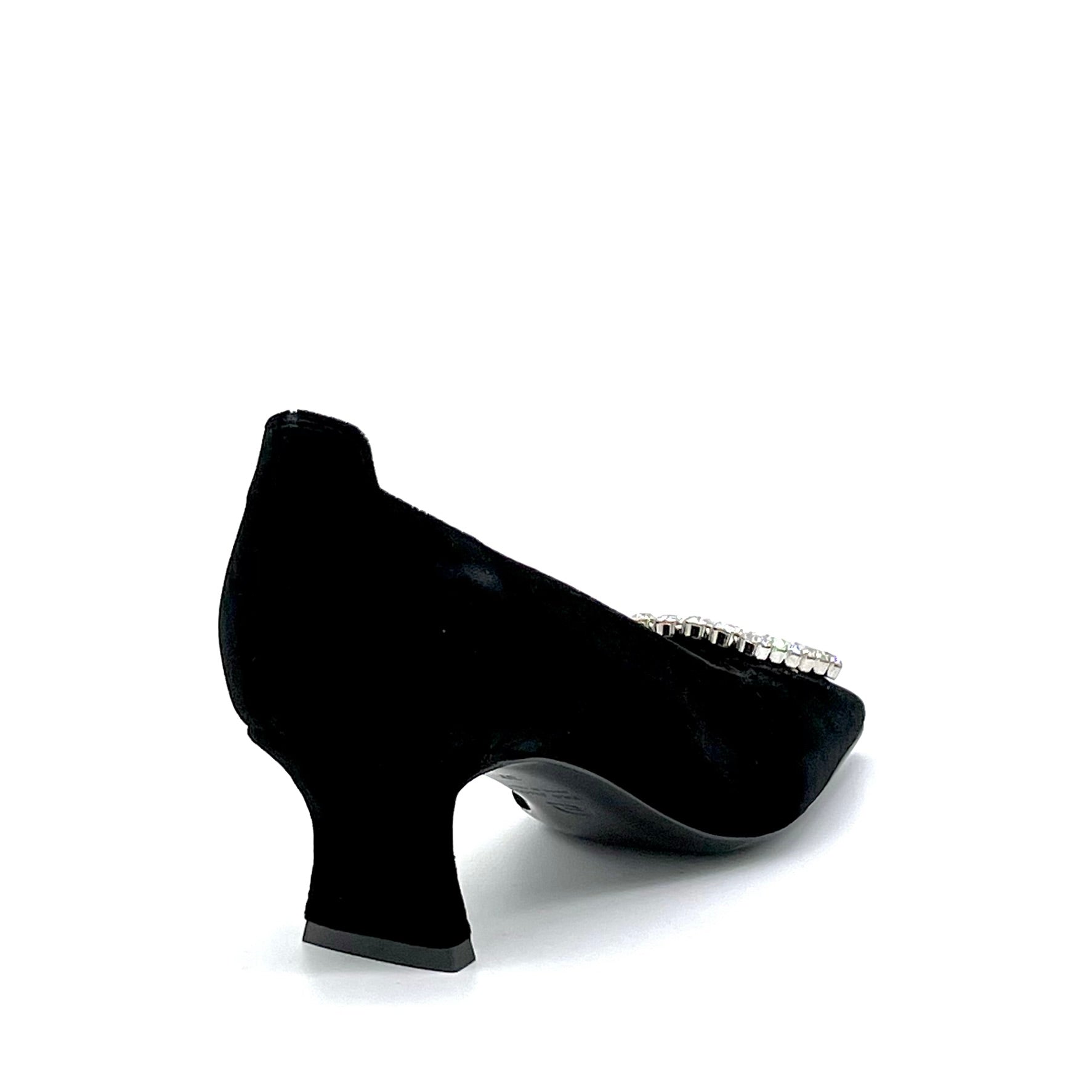 Décolleté in velluto nero con fibbia gioiello – Cod. 53512