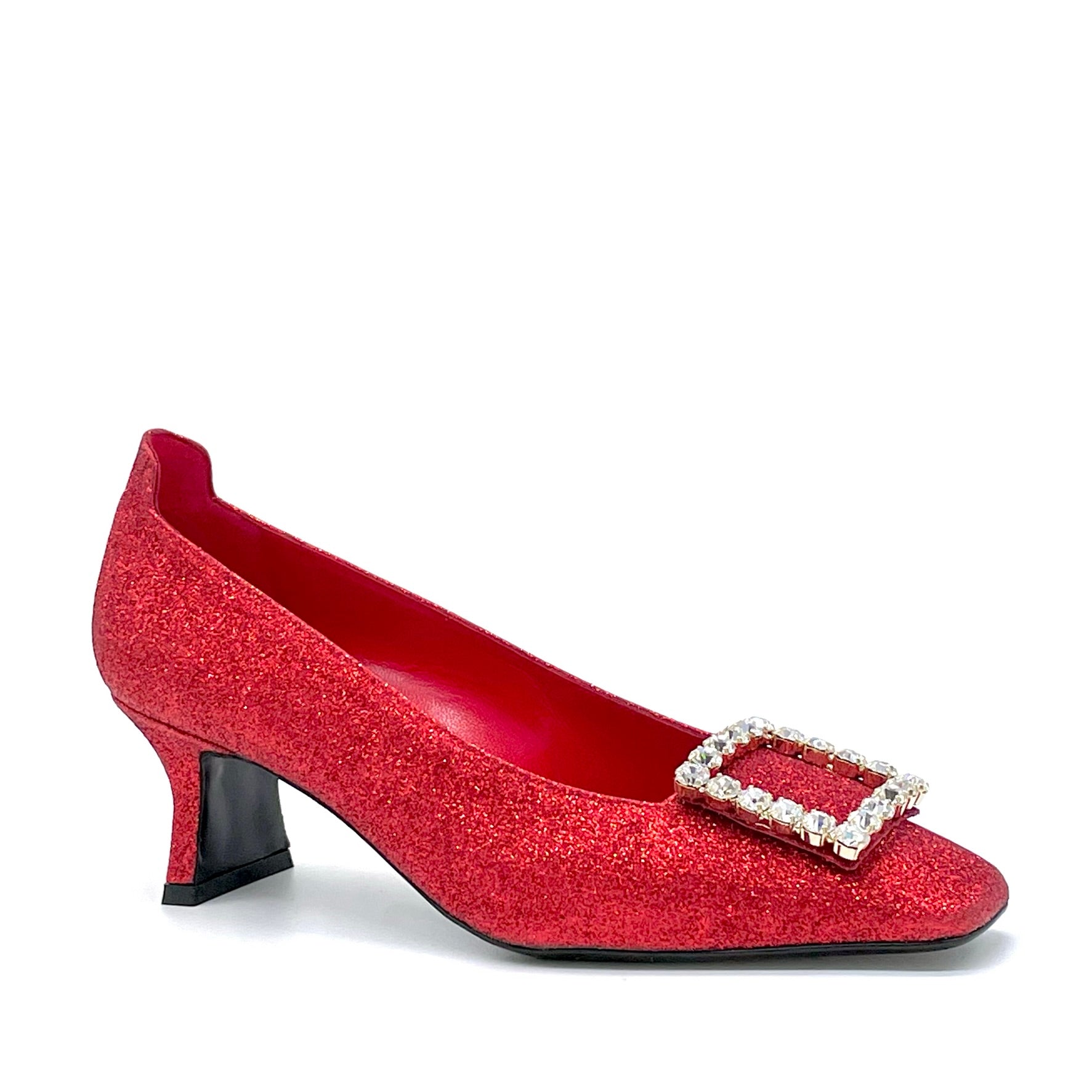 Red glitter pump with jewel buckle – Cod. 53512_1